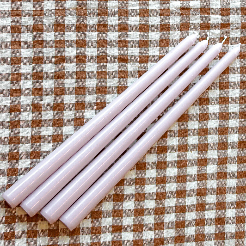 Extra Tall Lilac Hush Taper Candle, 1 Case of 48 Packs (4 Candles per Pack)