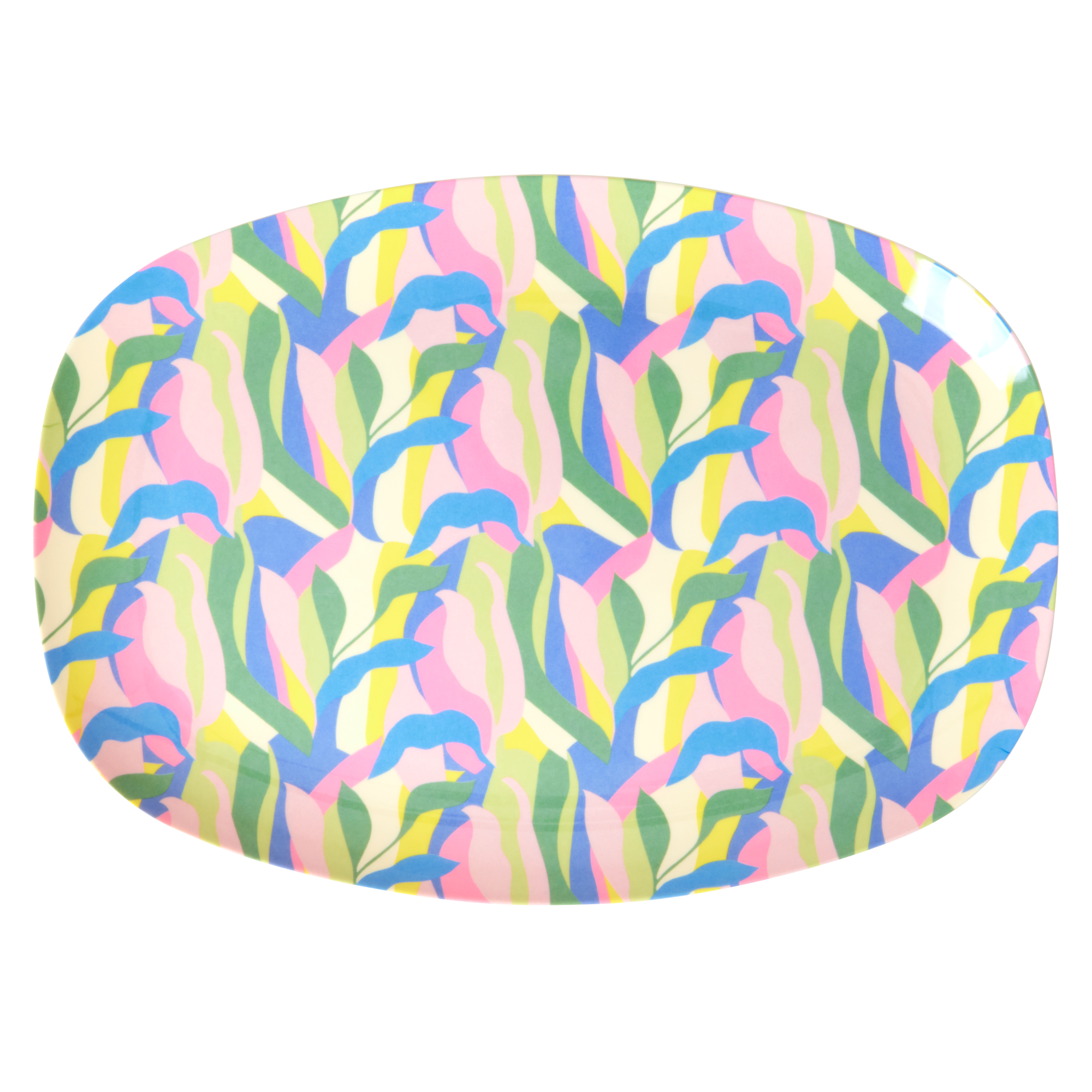 Medium Melamine Rectangular Plate - Blue - Jungle Fever Print by Rice By Rice - main product image for Resin Society