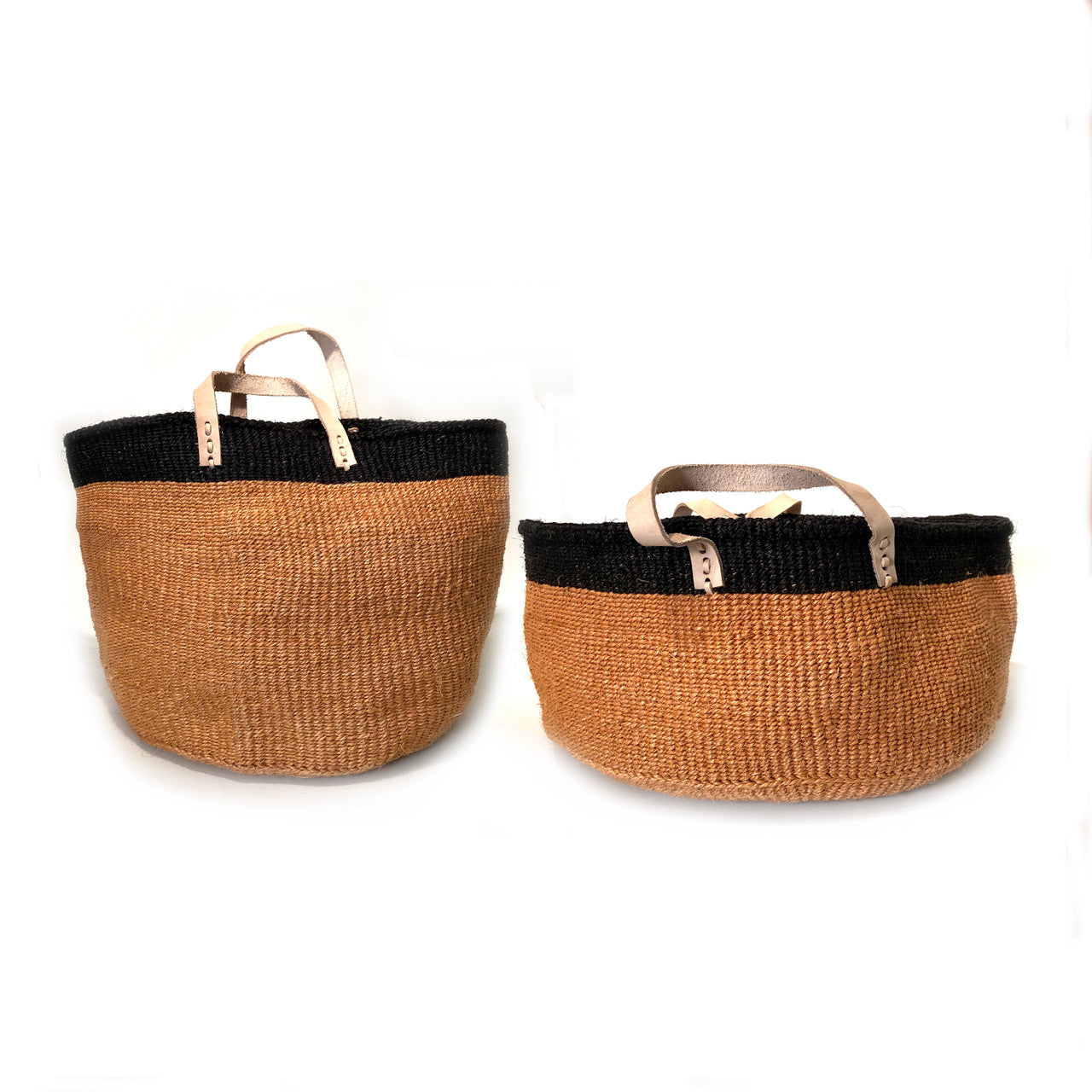 Floor Basket with Leather Handles by Mbare Ltd - main product image for Resin Society