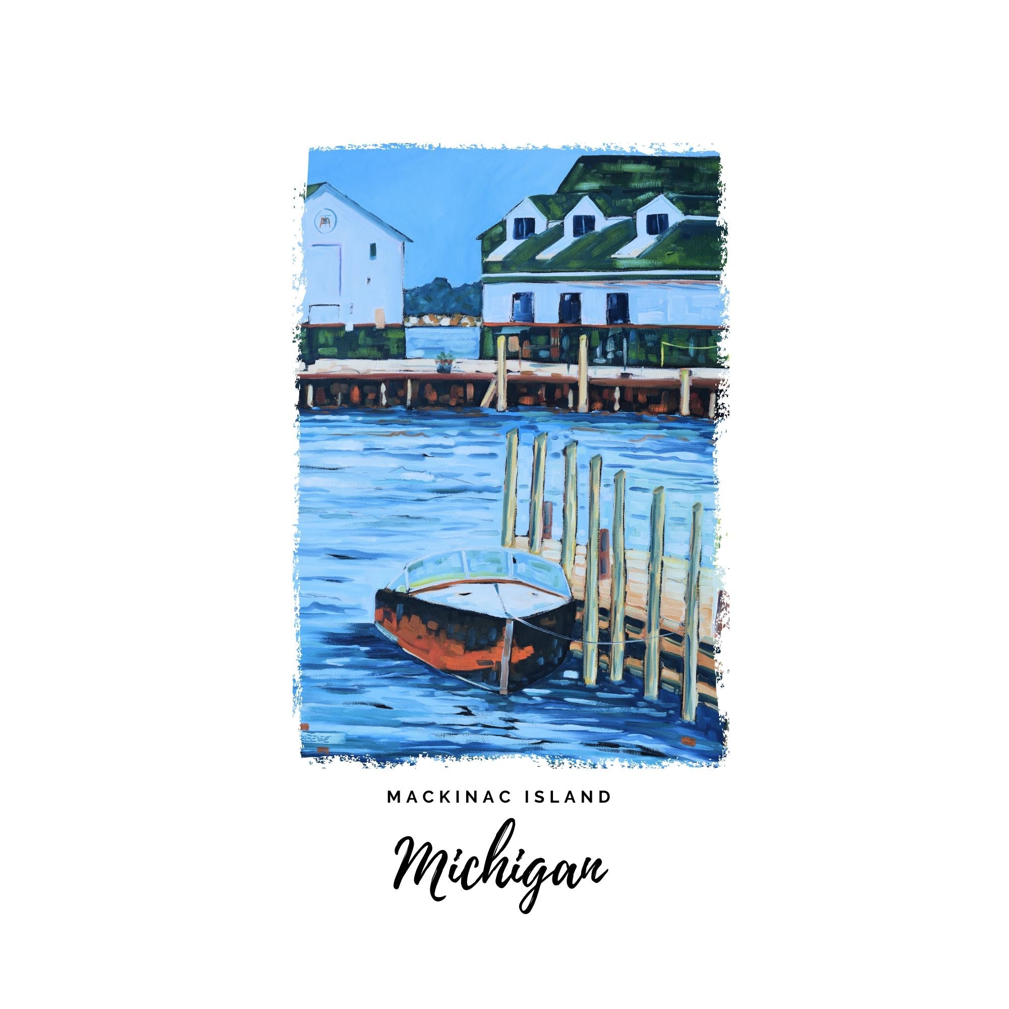 Dish Towel - "Boat Stories- Mackinac Island Kitchen Towel" detail image - Resin Society