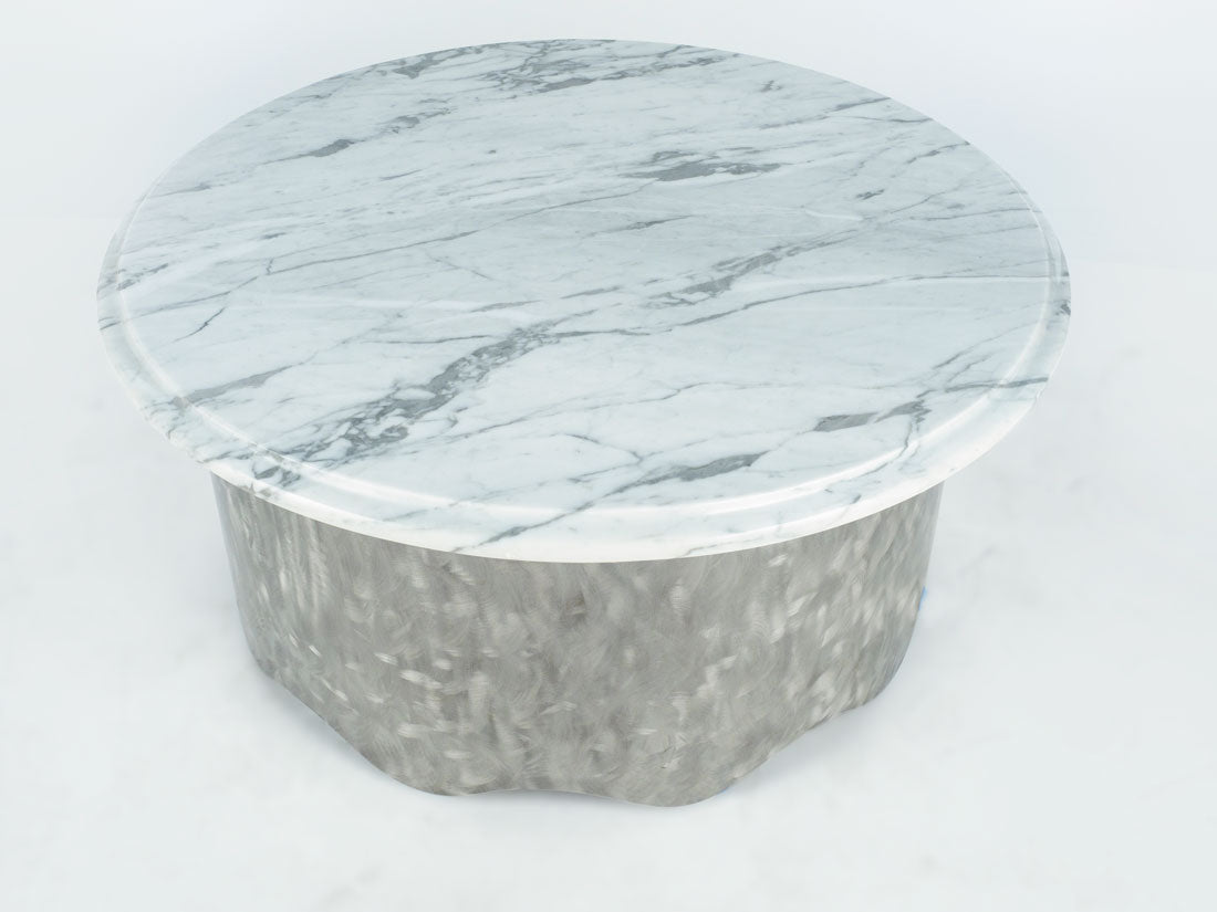 Round Marble Table with Wave Base by Enrico Bartolini - product image 2 for Resin Society