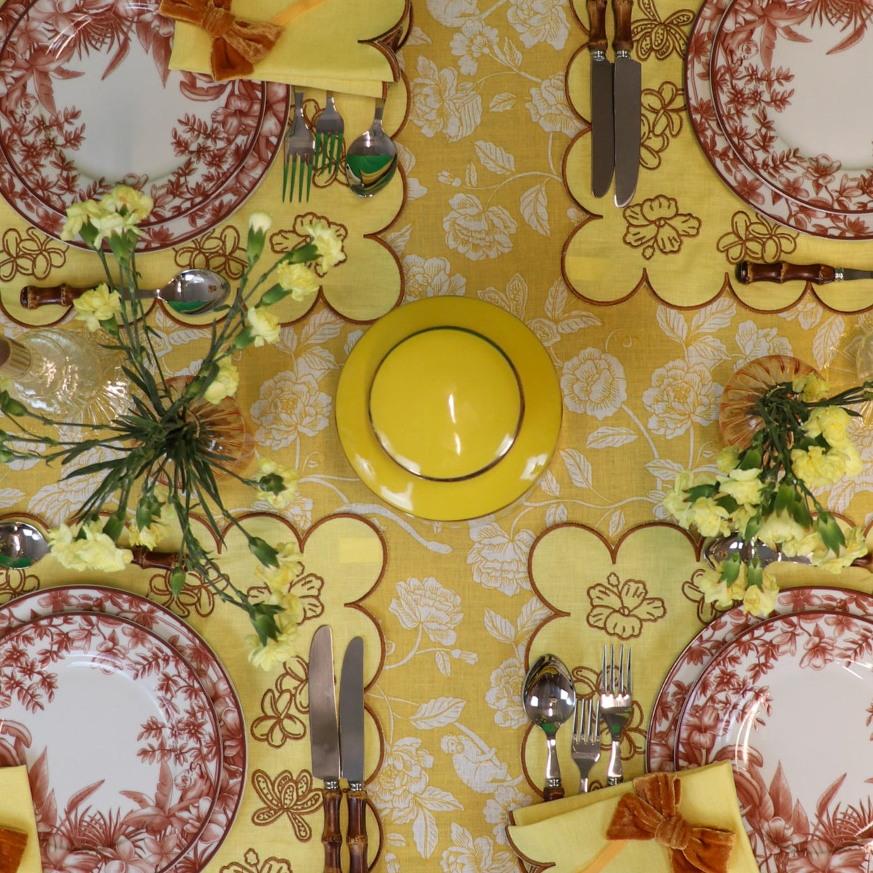100% Premium Linen - Marigold Flora Parlour Tablecloth by Ro'Table - product image 4 for Resin Society