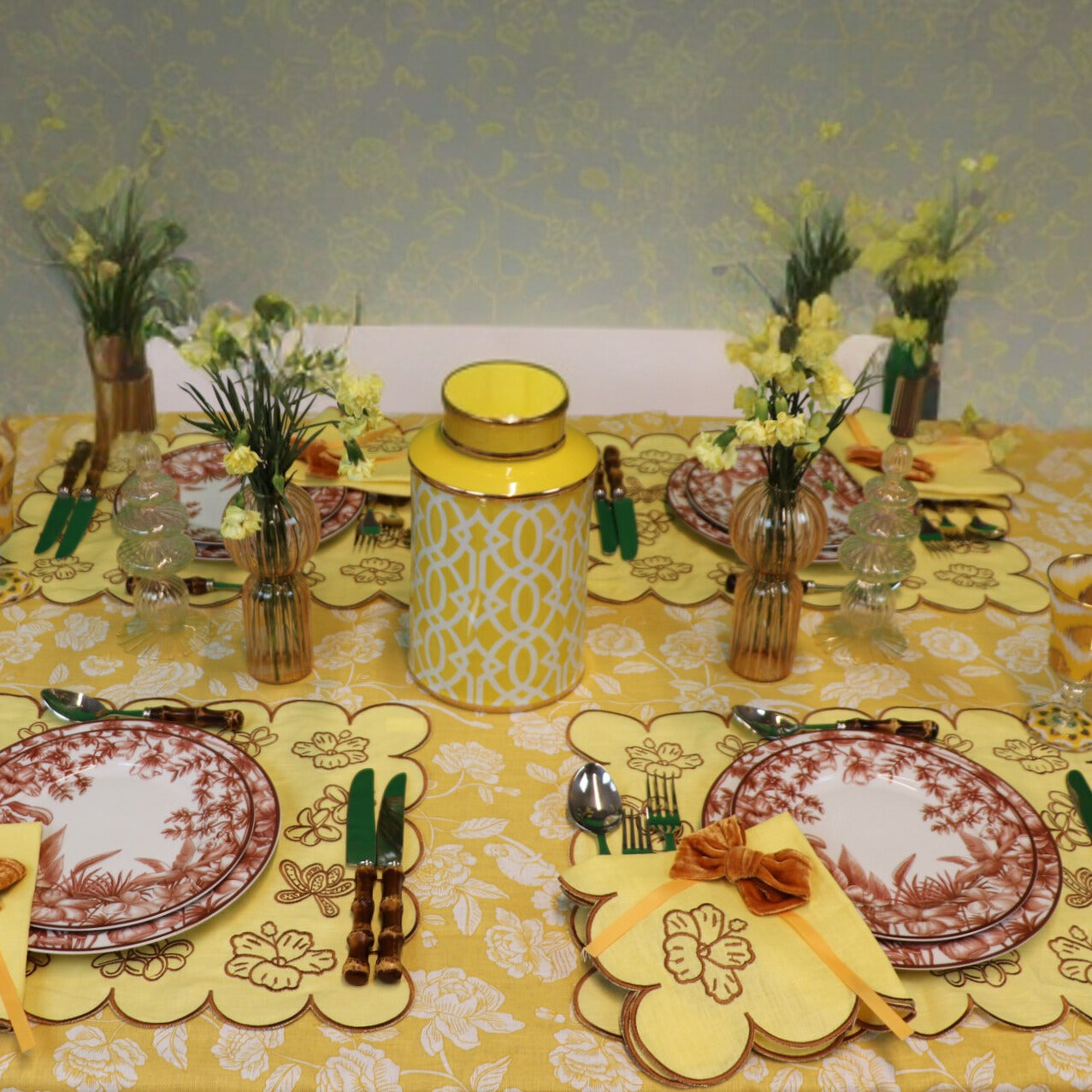 100% Premium Linen - Marigold Flora Parlour Tablecloth by Ro'Table - product image 7 for Resin Society