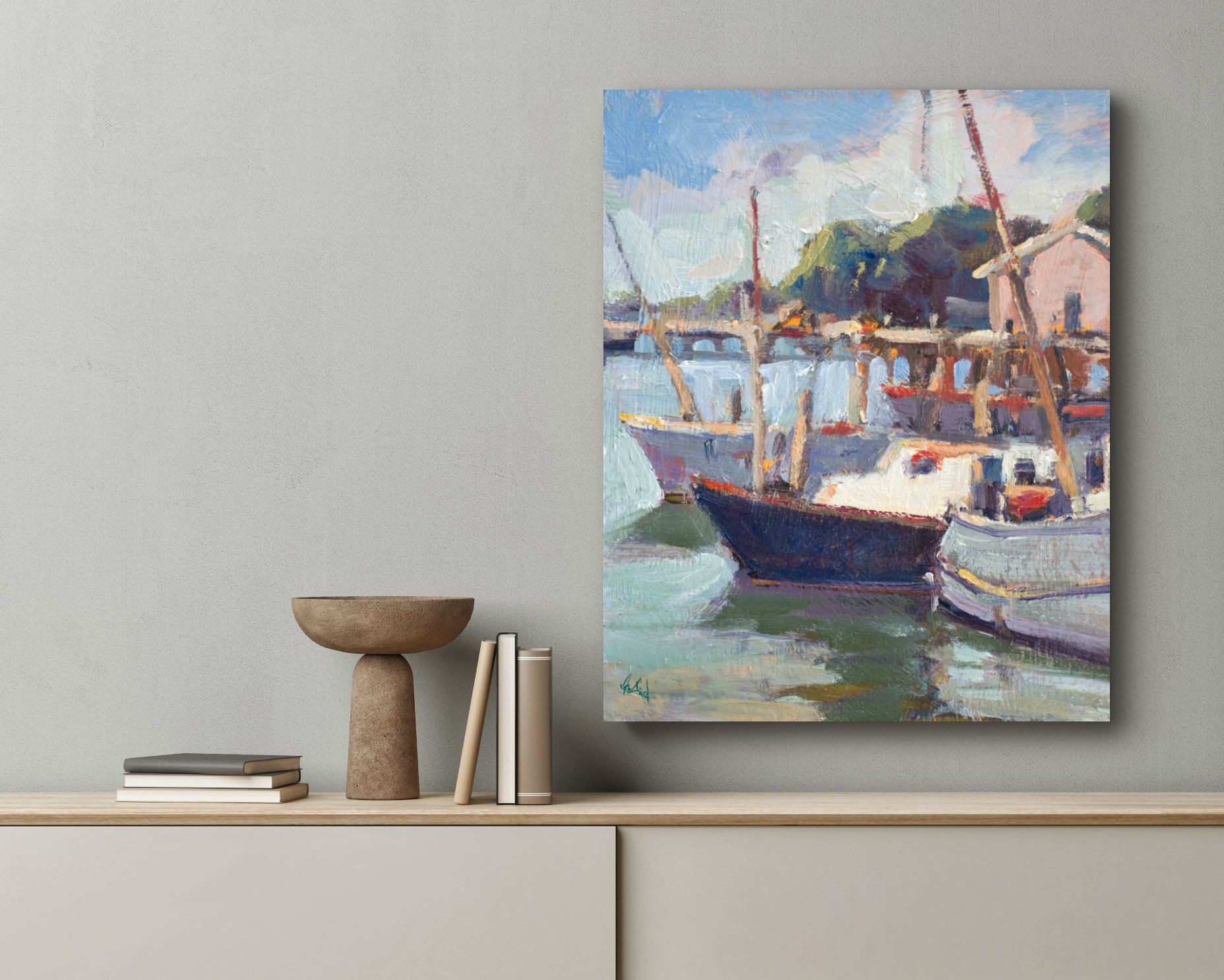 Marina Artist Enhanced Canvas Print by John Beard Collection - product image 2 for Resin Society