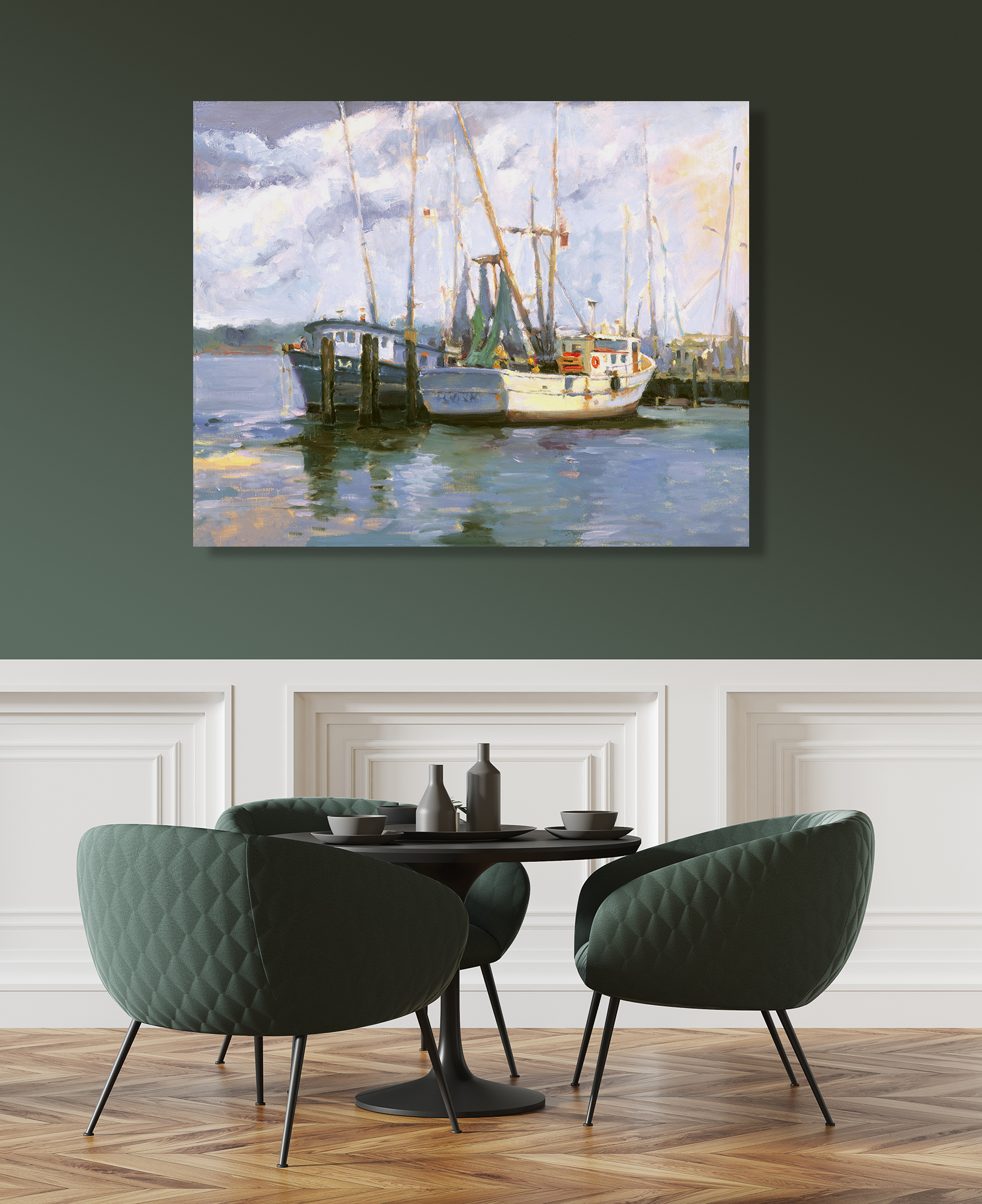 Mayport Shrimp Boats Artist Enhanced Canvas Print by John Beard Collection - product image 3 for Resin Society