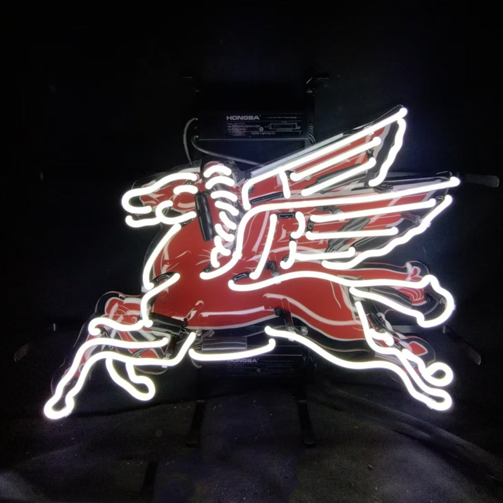 Mobilgas Gas Oil Flyin Horse White Neon Signs Light by Neon Signs Land - product image 2 for Resin Society