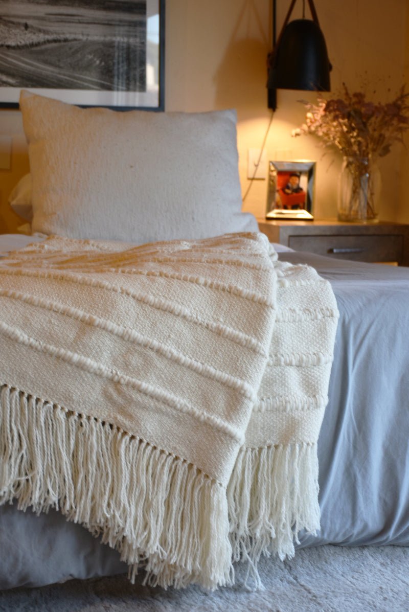 Multi Striped Natural Throw Blanket by Homelosophy