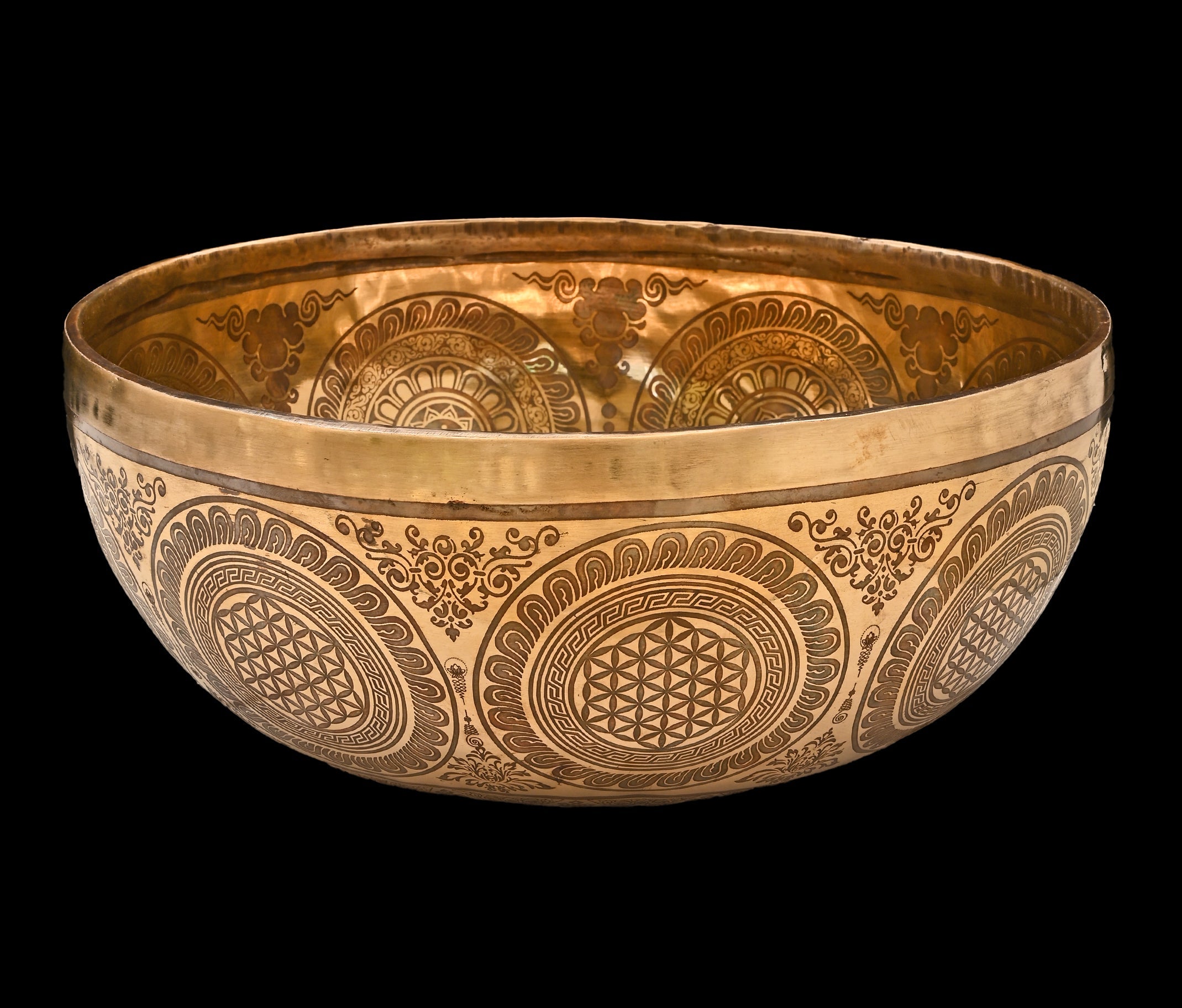 New Etched Jambati Cosmos Jambati Singing Bowl F#2 93Hz 11" N16190 by Bodhisattva Trading Company - product image 4 for Resin Society
