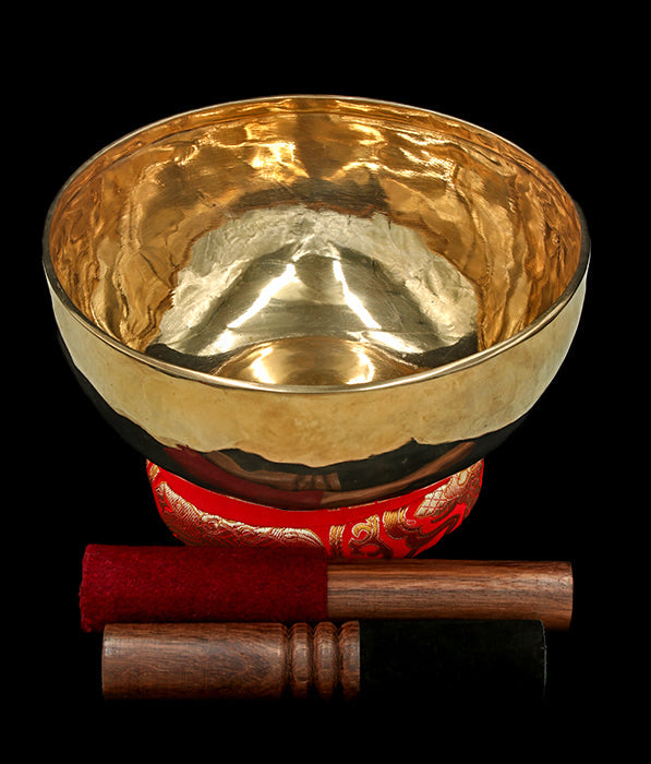 New Thadobati Singing Bowl D#3 157Hz 9" made of polished bronze