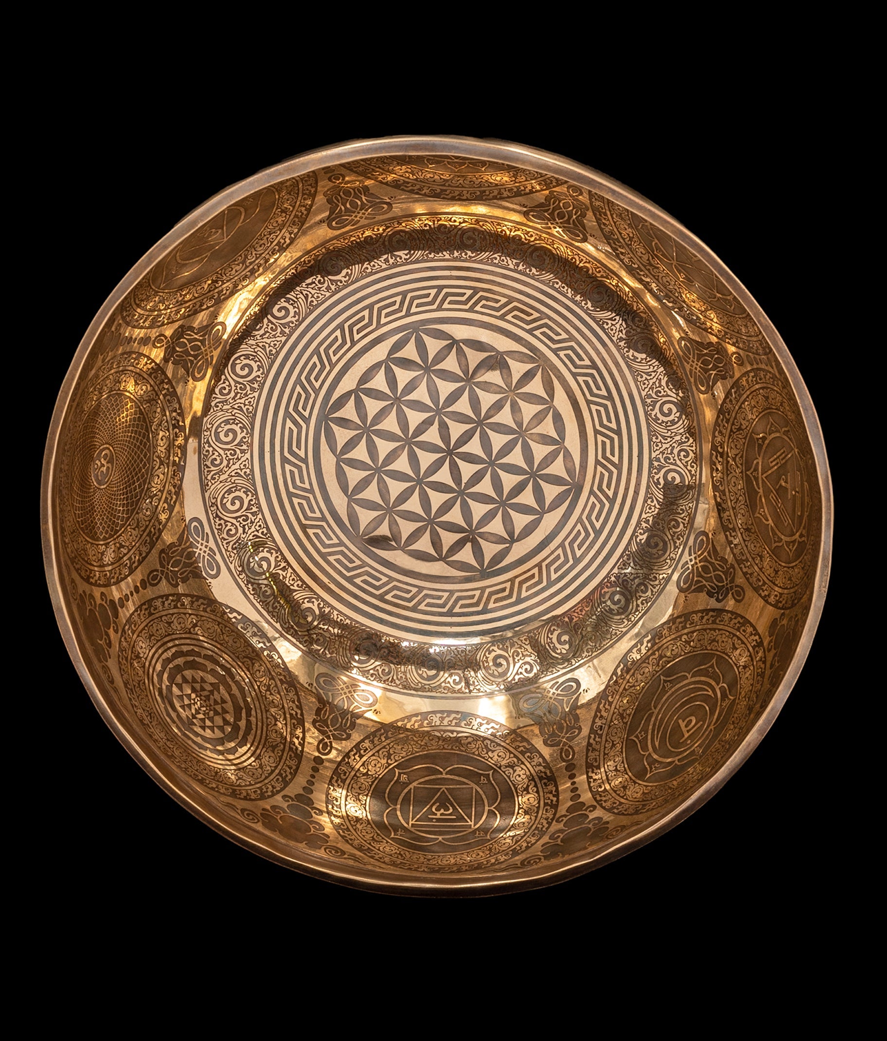 New Etched Jambati Cosmos Singing Bowl G2 98Hz (NCP) 11" N16209 by Bodhisattva Trading Company - product image 2 for Resin Society