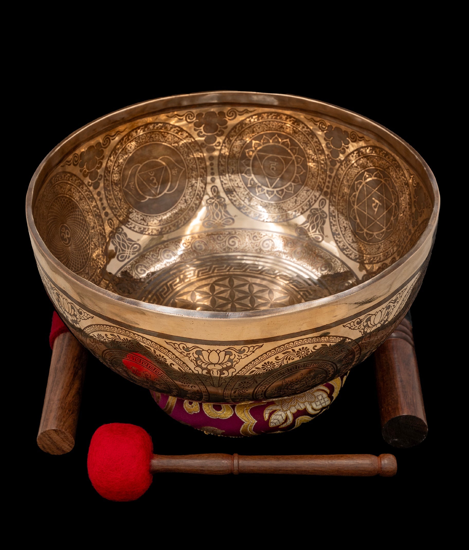 New Etched Jambati Cosmos Singing Bowl G2 98Hz (NCP) 11" N16209 by Bodhisattva Trading Company - product image 4 for Resin Society