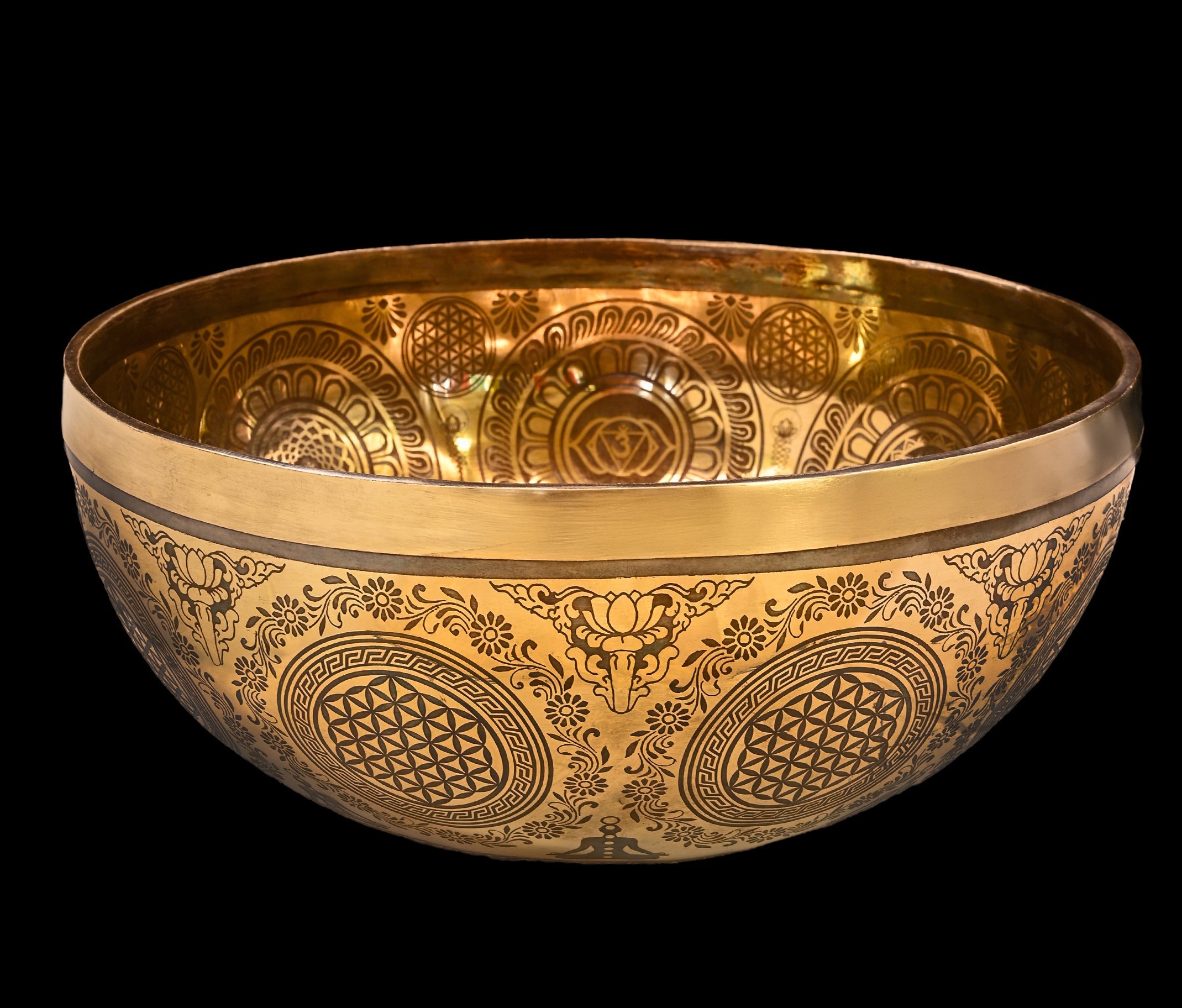 New Etched Jambati Tree of Life Singing Bowl B2 122Hz 10.5" N16221 by Bodhisattva Trading Company - product image 4 for Resin Society