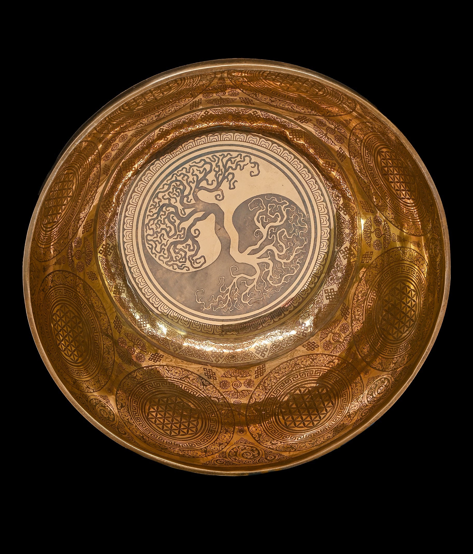 New Etched Jambati Tree of Life Jambati Singing Bowl F2 86Hz 11" N16224 by Bodhisattva Trading Company - product image 3 for Resin Society