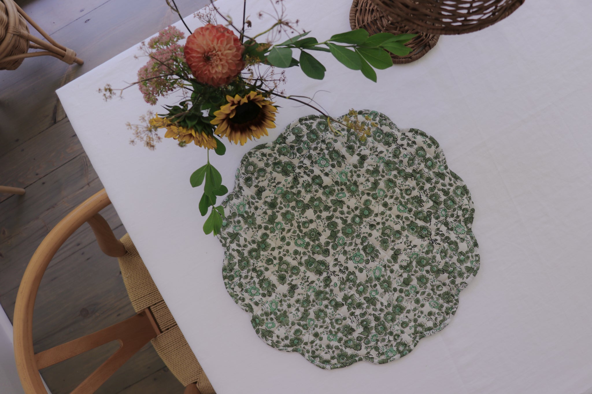 Olive Floral Scalloped Placemats (Set of 4) by Sarah Spiegel - product image 5 for Resin Society