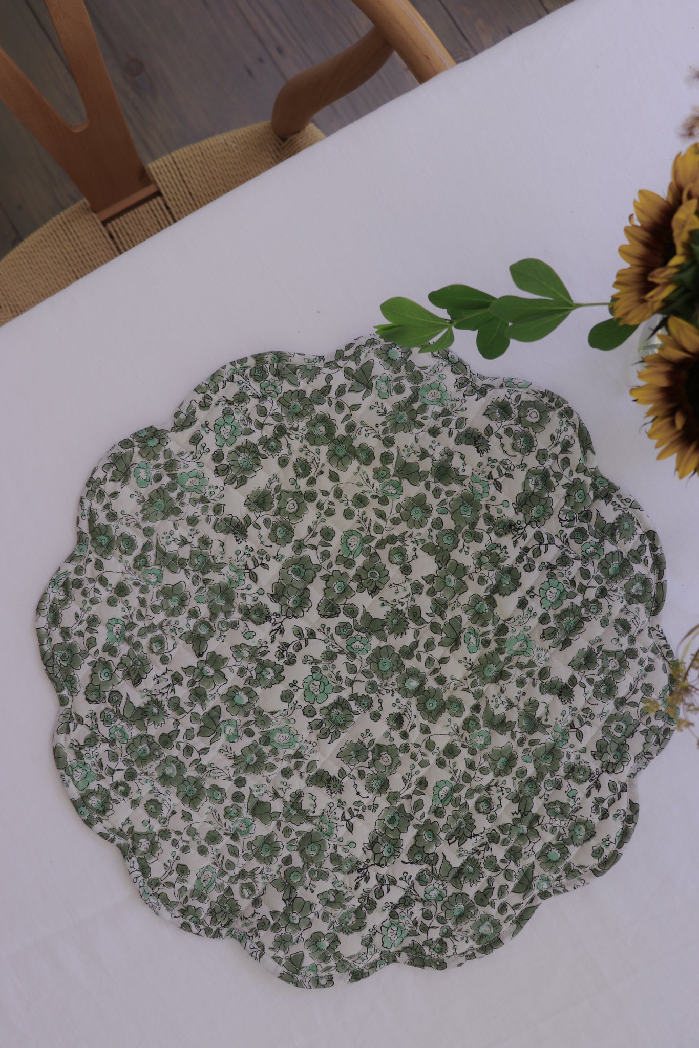 Olive Floral Scalloped Placemats (Set of 4) by Sarah Spiegel - product image 4 for Resin Society