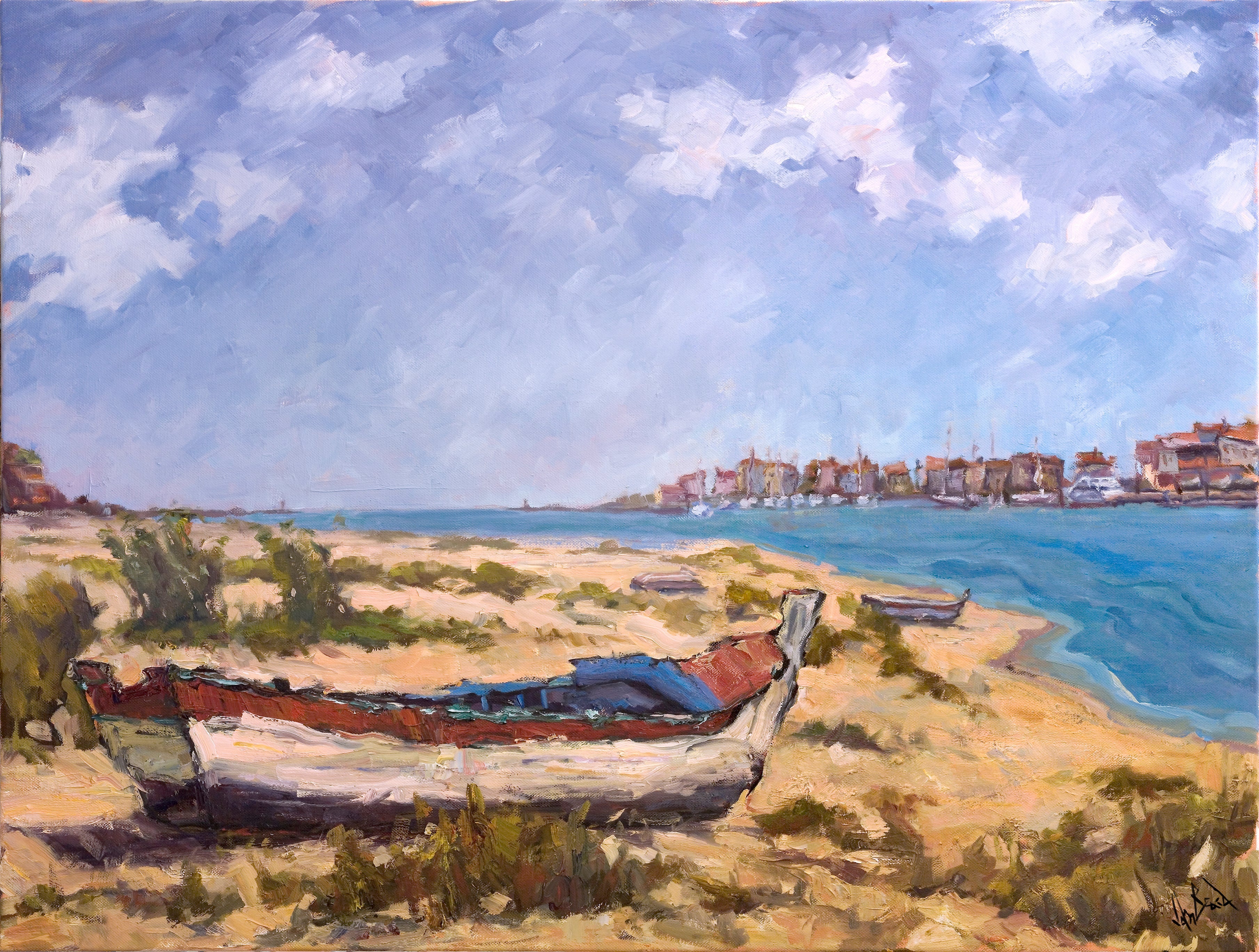 On the Beach Artist Enhanced Canvas Print by John Beard Collection - main product image for Resin Society
