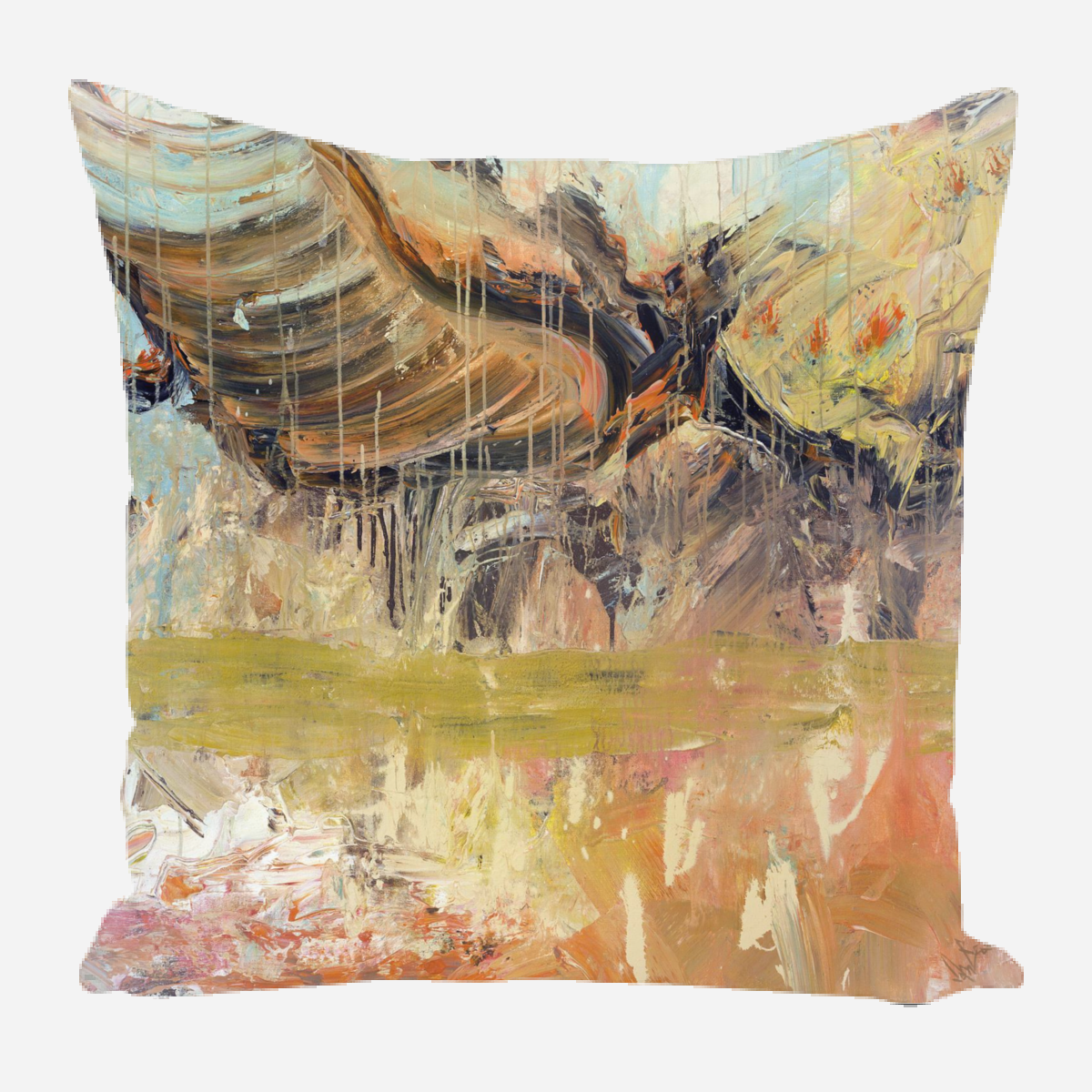 Orange Brown and Blue Pillow by John Beard Collection - main product image for Resin Society