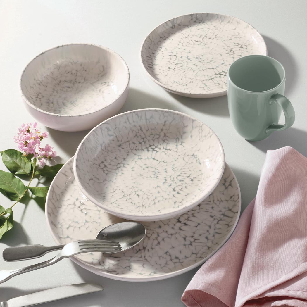 Oxford Contempo, Glacier Stoneware 20 Piece Dinnerware Set, Service for 4 detail image - Resin Society