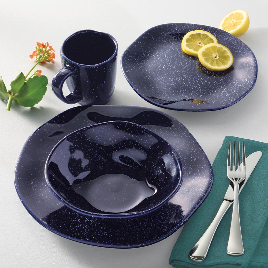 Oxford Ryo, Sapphire Porcelain 16 Piece Dinnerware Set, Service for 4 detail image - Resin Society