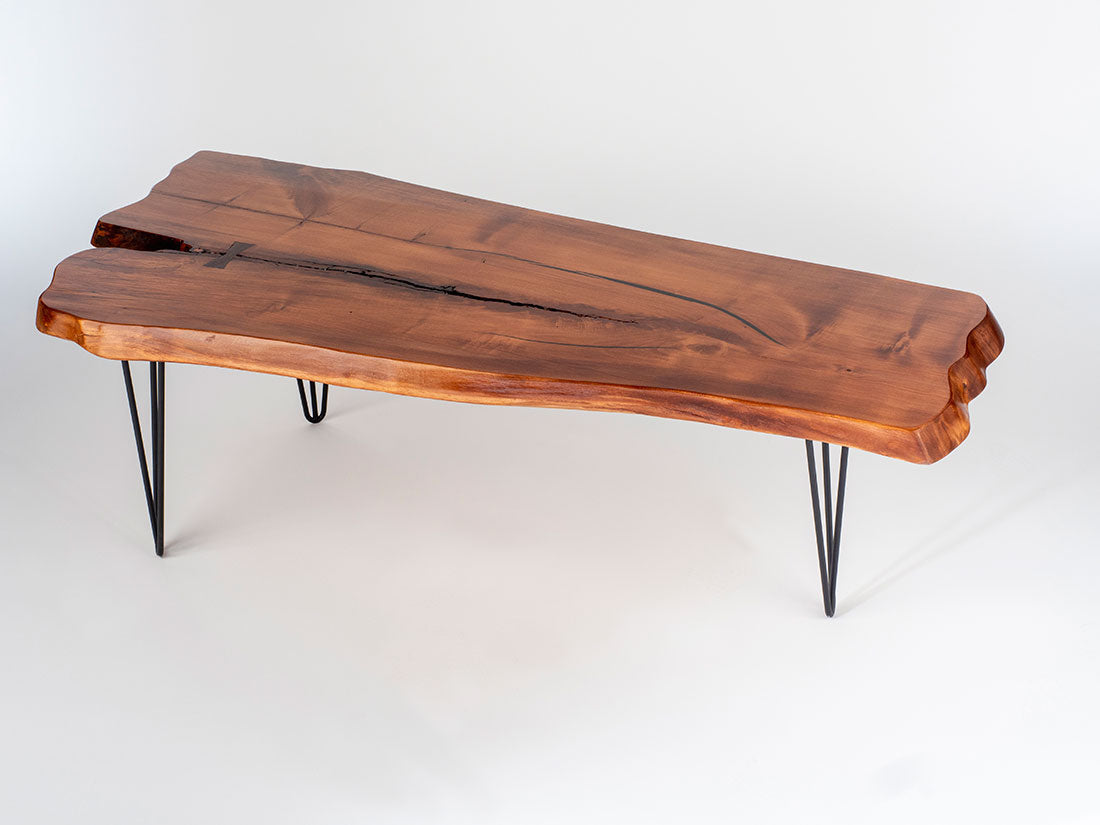 Spalted Maple Center Table with Hairpin Legs