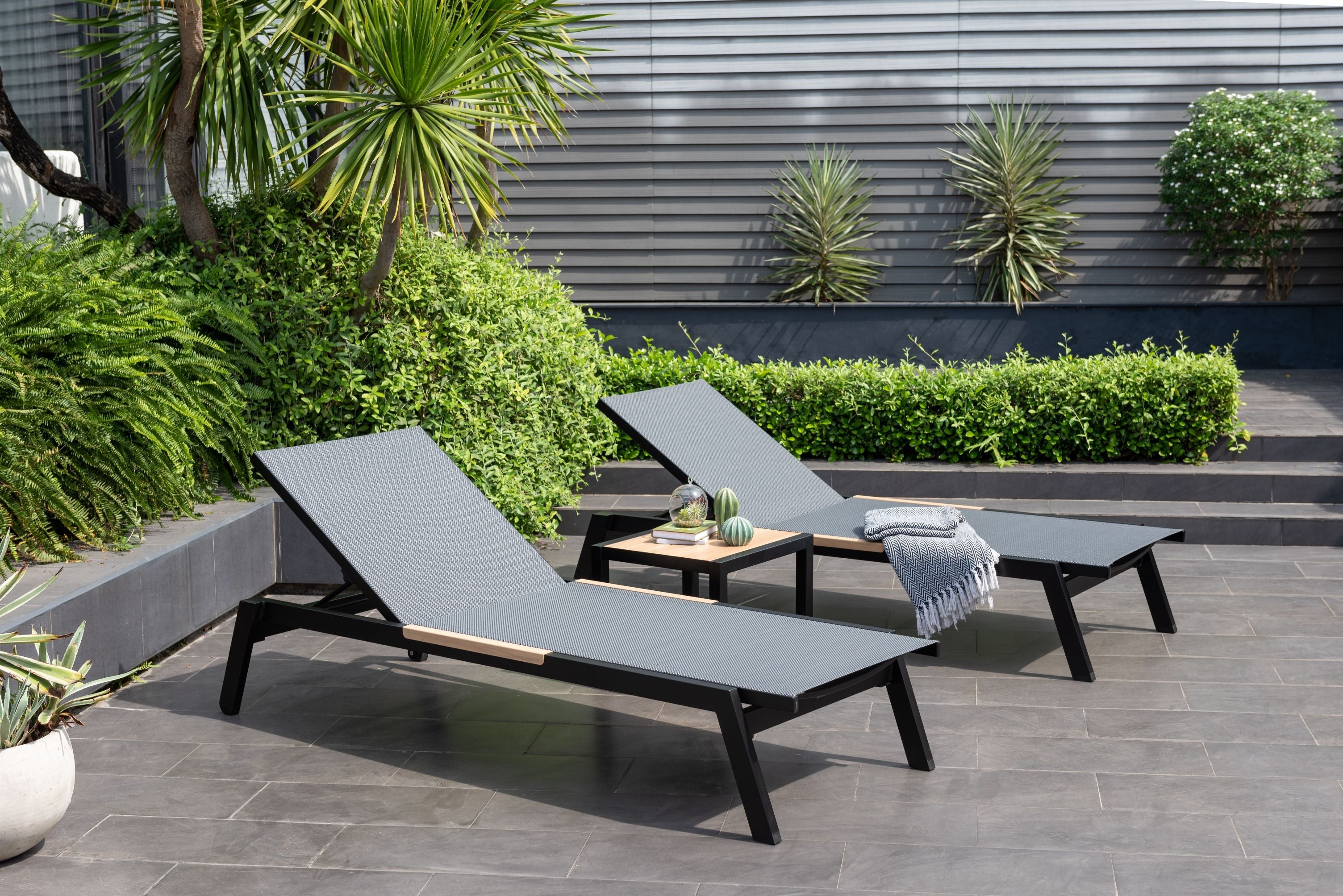Panama Dark Duo Coffee Set & Sun Loungers - 3pc by LifestyleGarden US - main product image for Resin Society
