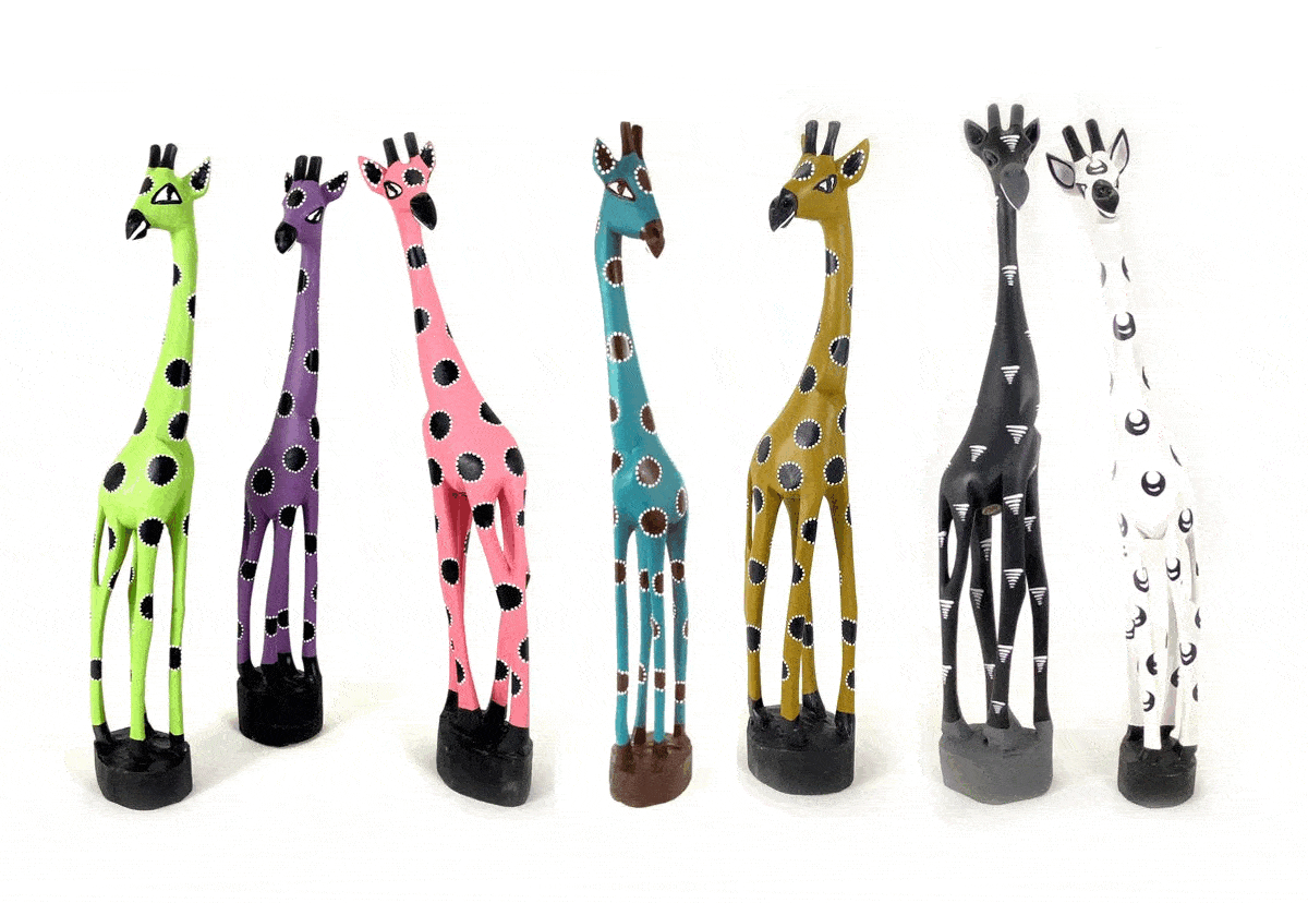 Colorful Painted Wood Giraffe - 24" by Mbare Ltd - main product image for Resin Society
