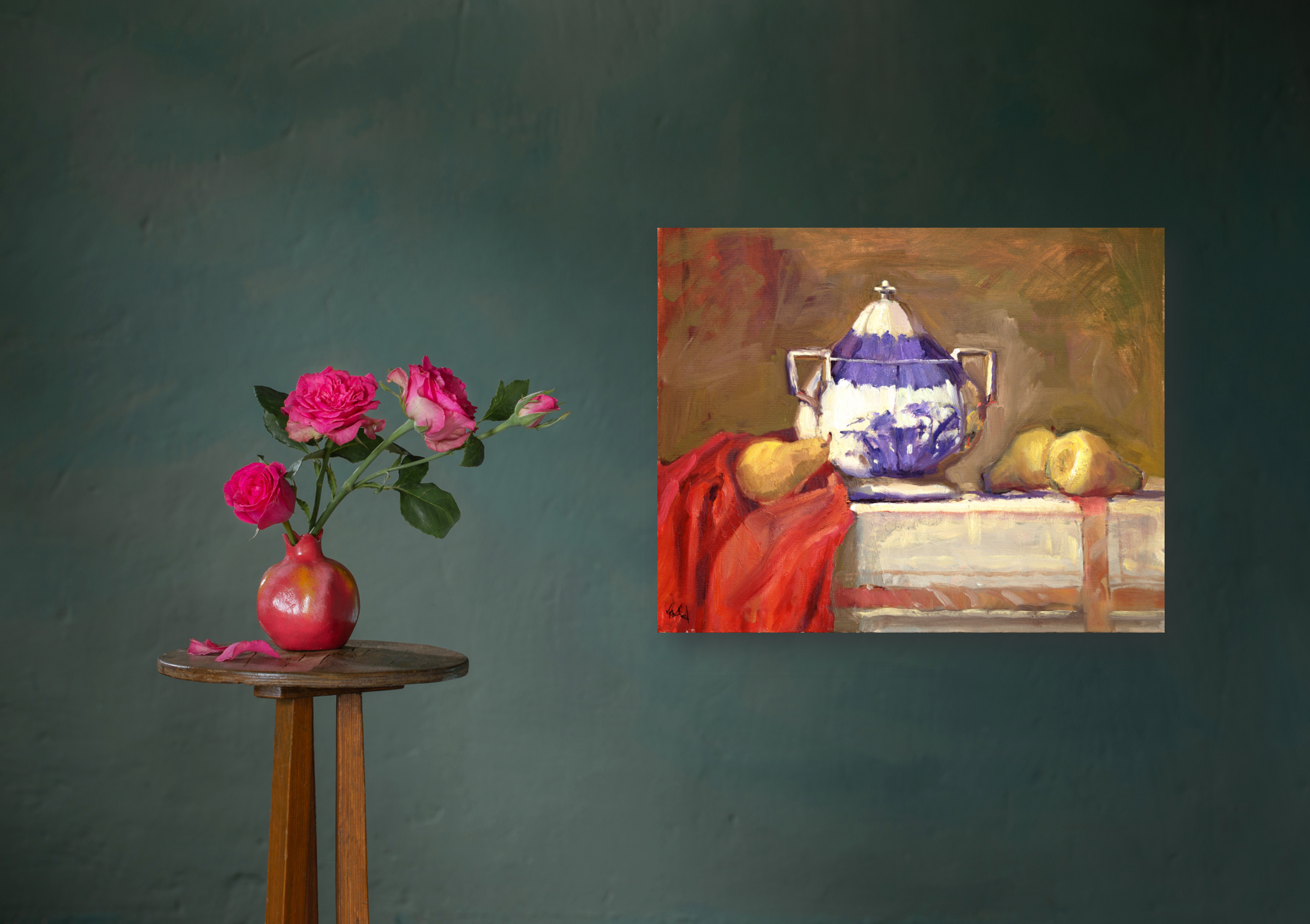 Pears Still Life Artist Enhanced Canvas Print by John Beard Collection - product image 3 for Resin Society