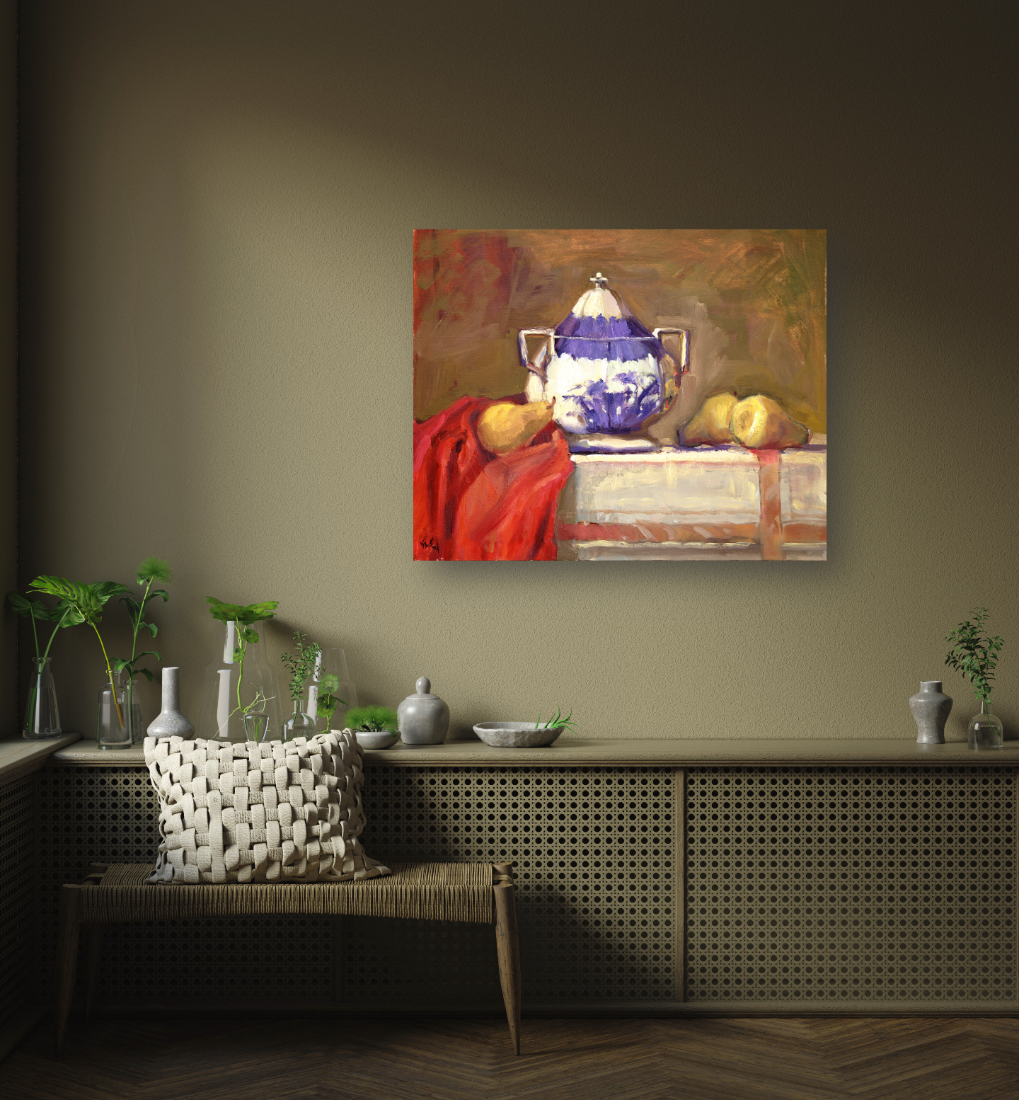 Pears Still Life Artist Enhanced Canvas Print by John Beard Collection - product image 4 for Resin Society
