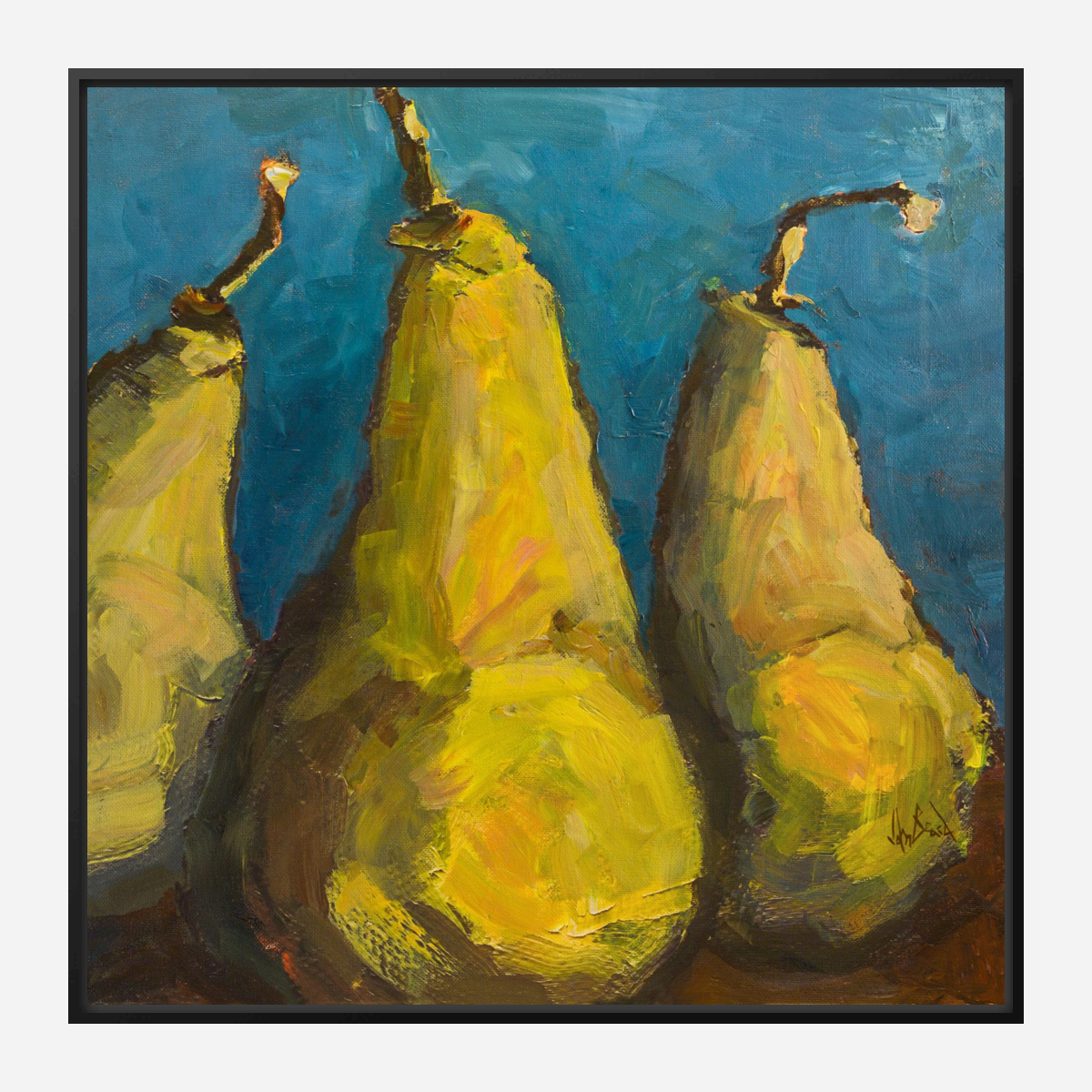 Pears with Teal Artist Enhanced Canvas Print by John Beard Collection - product image 5 for Resin Society