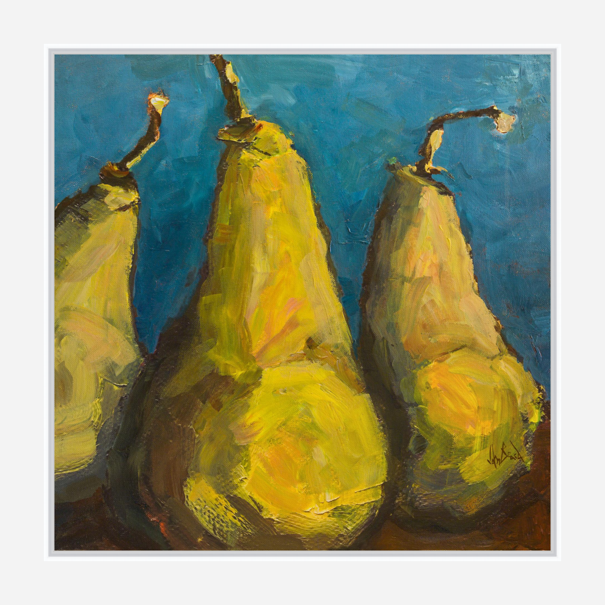 Pears with Teal Artist Enhanced Canvas Print by John Beard Collection - product image 6 for Resin Society