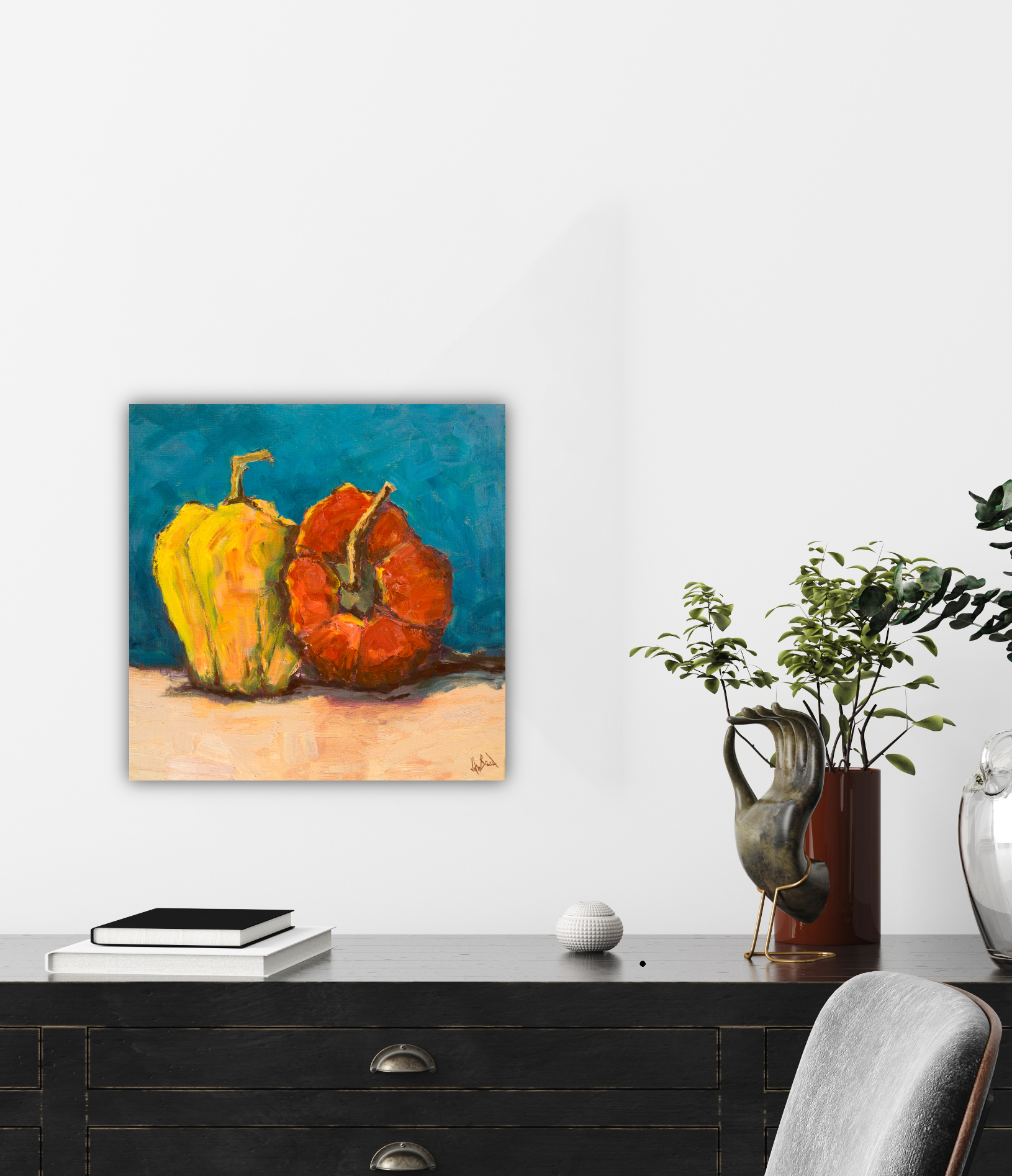 Peppers Bleu Artist Enhanced Canvas Print by John Beard Collection - product image 4 for Resin Society