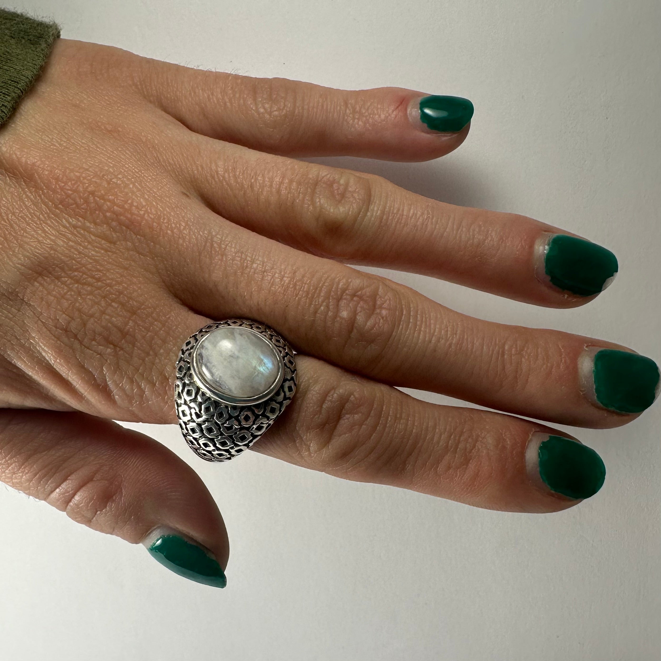 Moonstone Ring - Size 8.5 by Rare Earth Gallery - product image 5 for Resin Society
