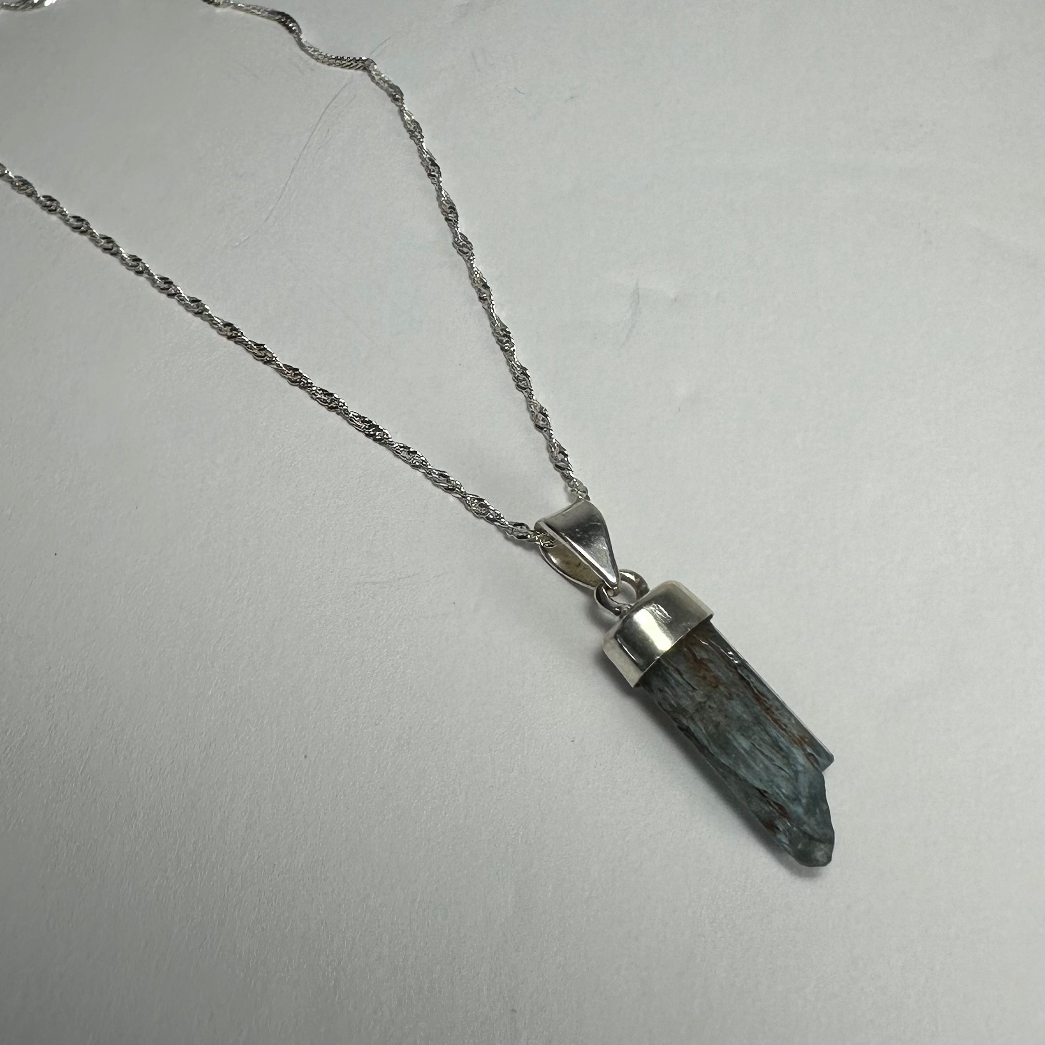 Natural Aquamarine Beryl Pendant in Sterling Silver setting