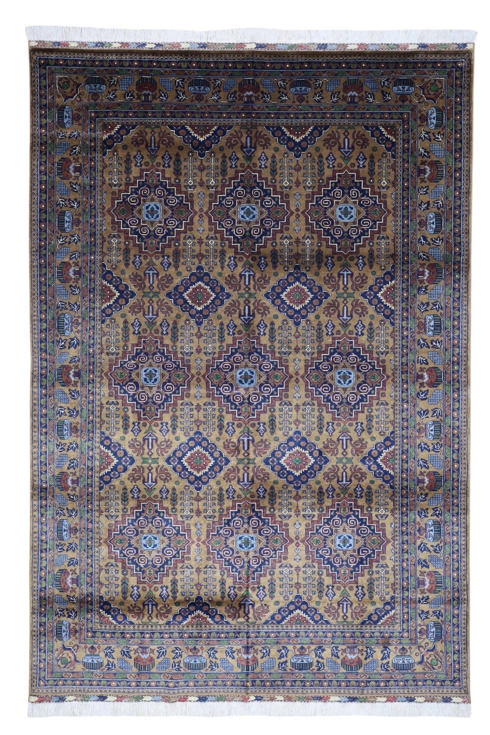 Hand-Knotted Zerkhaki Afghan Wool Area Rug – 6'7" x 9'7" by Rugistan - main product image for Resin Society