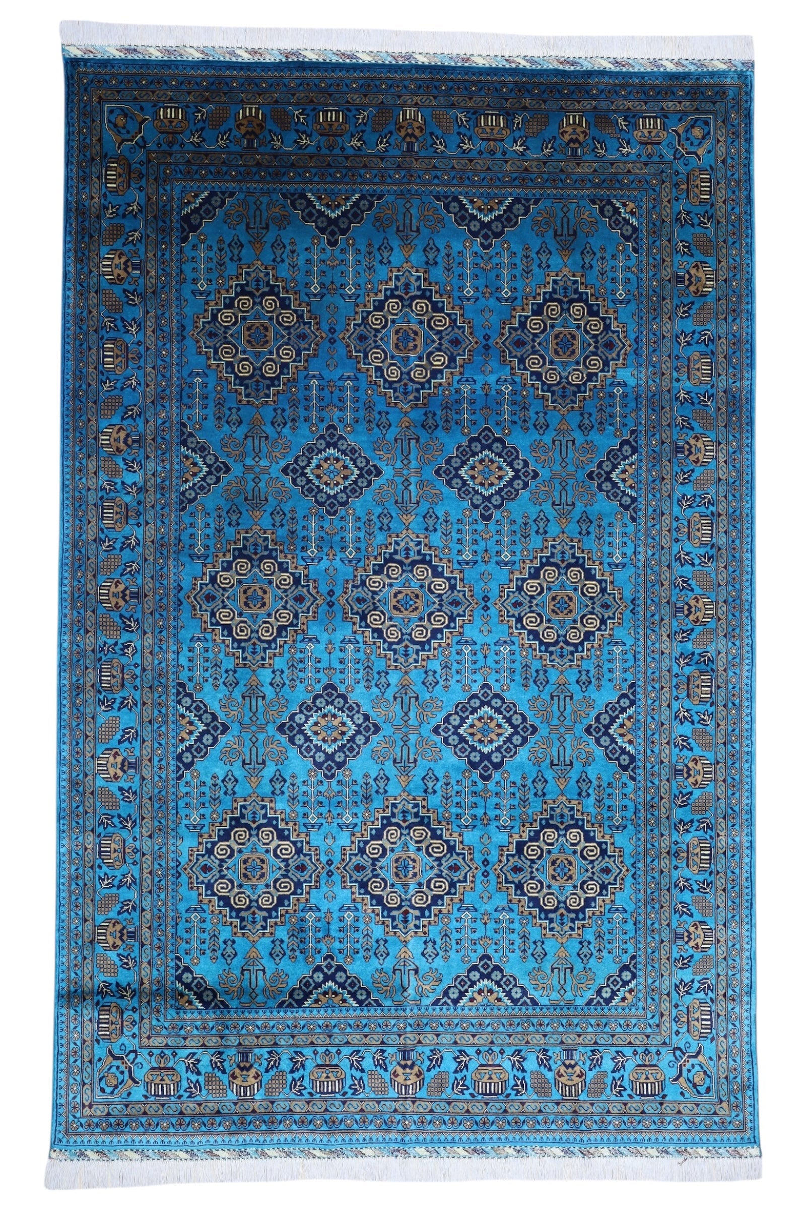Hand-Knotted Afghani Zerkhaki Wool Rug – 6’6″ x 10’0″ by Rugistan - main product image for Resin Society
