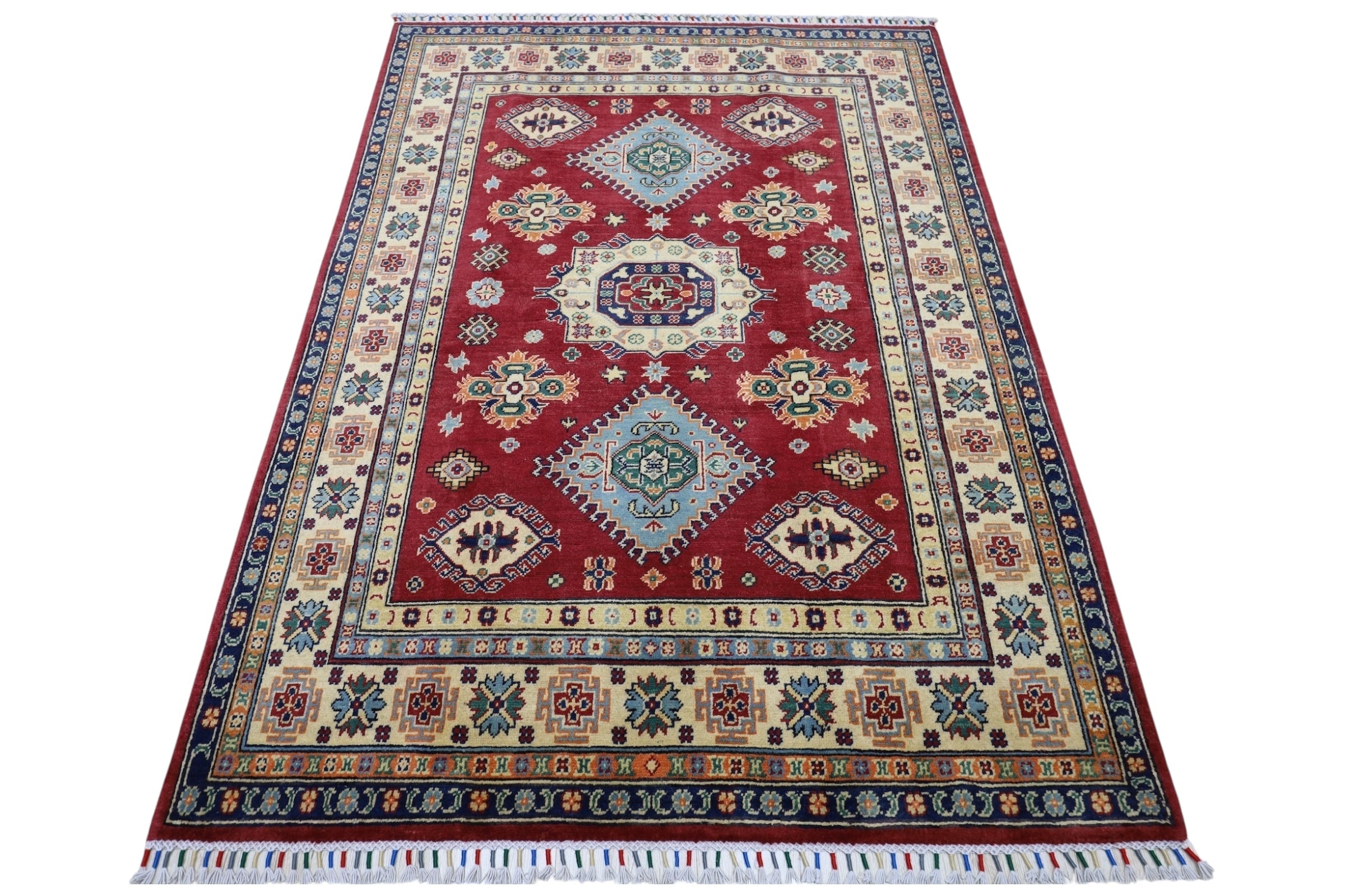 Hand-Knotted Afghani Kazak Wool Rug – 4’10″ x 6’6″ by Rugistan - product image 3 for Resin Society