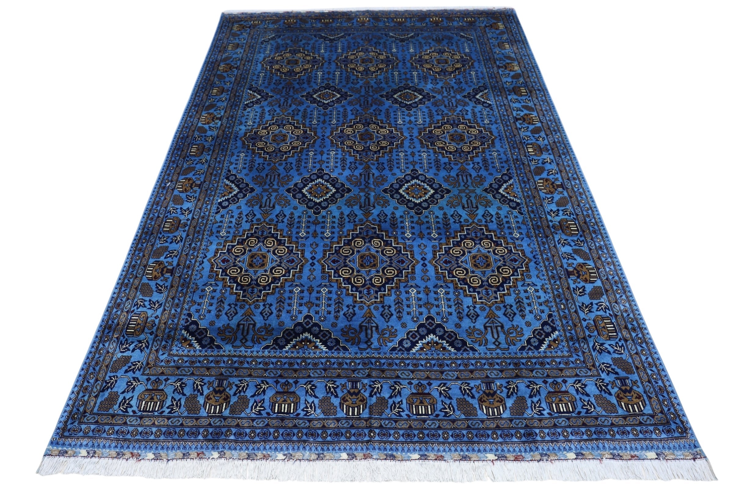 Hand-Knotted Afghani Zerkhaki Wool Rug – 6’7″ x 9’3″ by Rugistan - product image 2 for Resin Society
