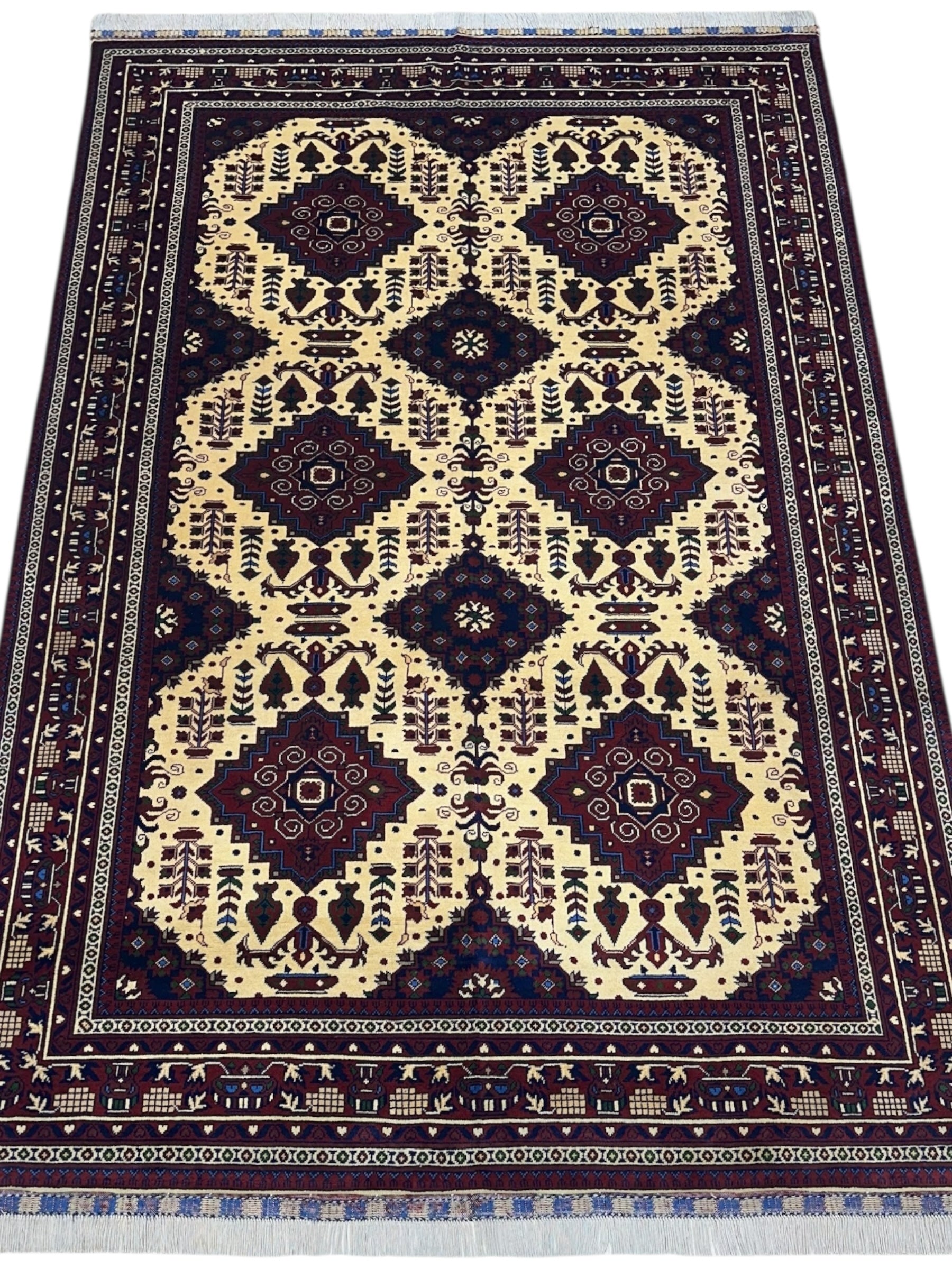 Hand-Knotted Afghani Zerkhaki Wool Rug – 6’6″ x 9’8″ by Rugistan - product image 2 for Resin Society