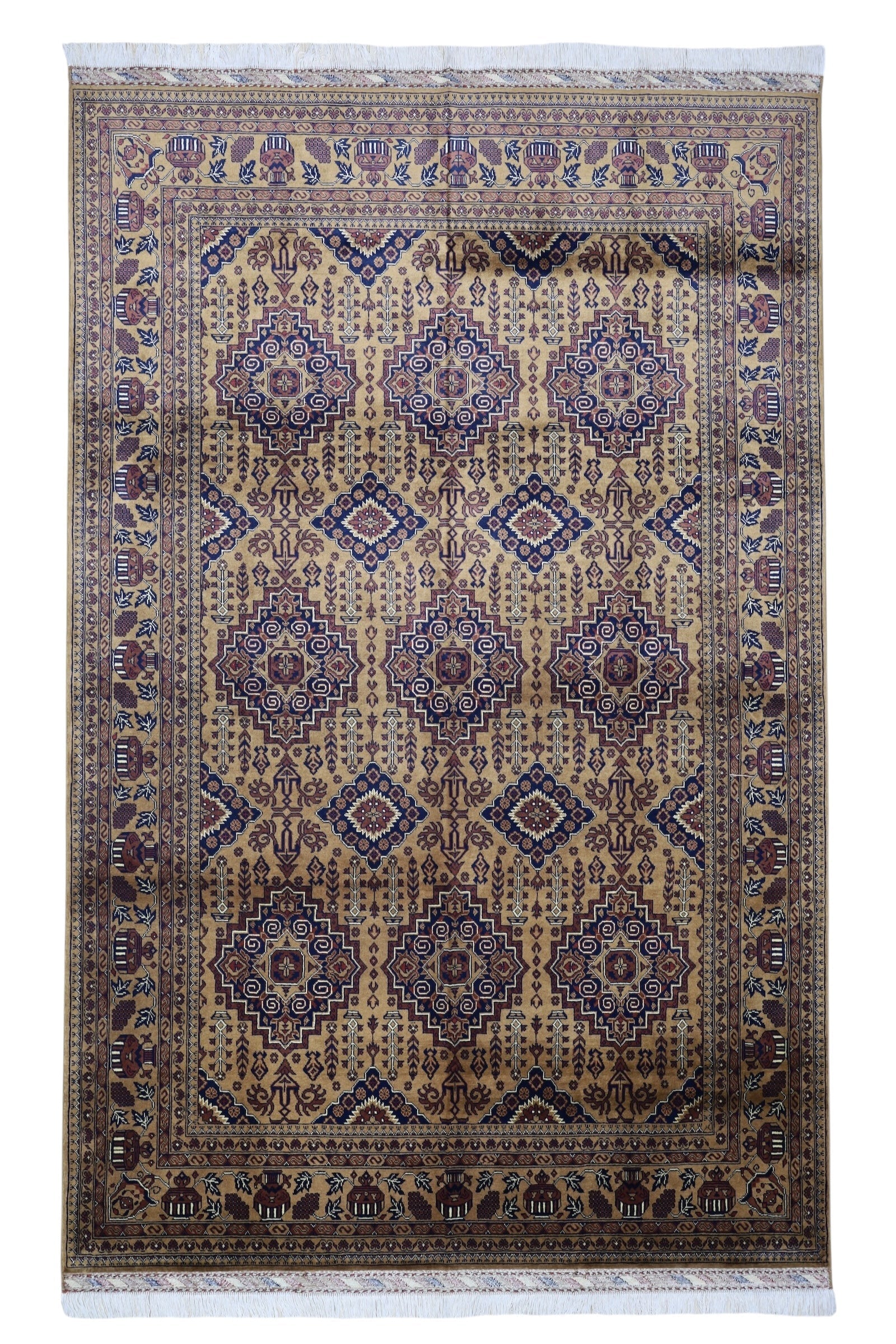 Hand-Knotted Afghani Zerkhaki Wool Rug – 6’7″ x 10’2″ by Rugistan - main product image for Resin Society