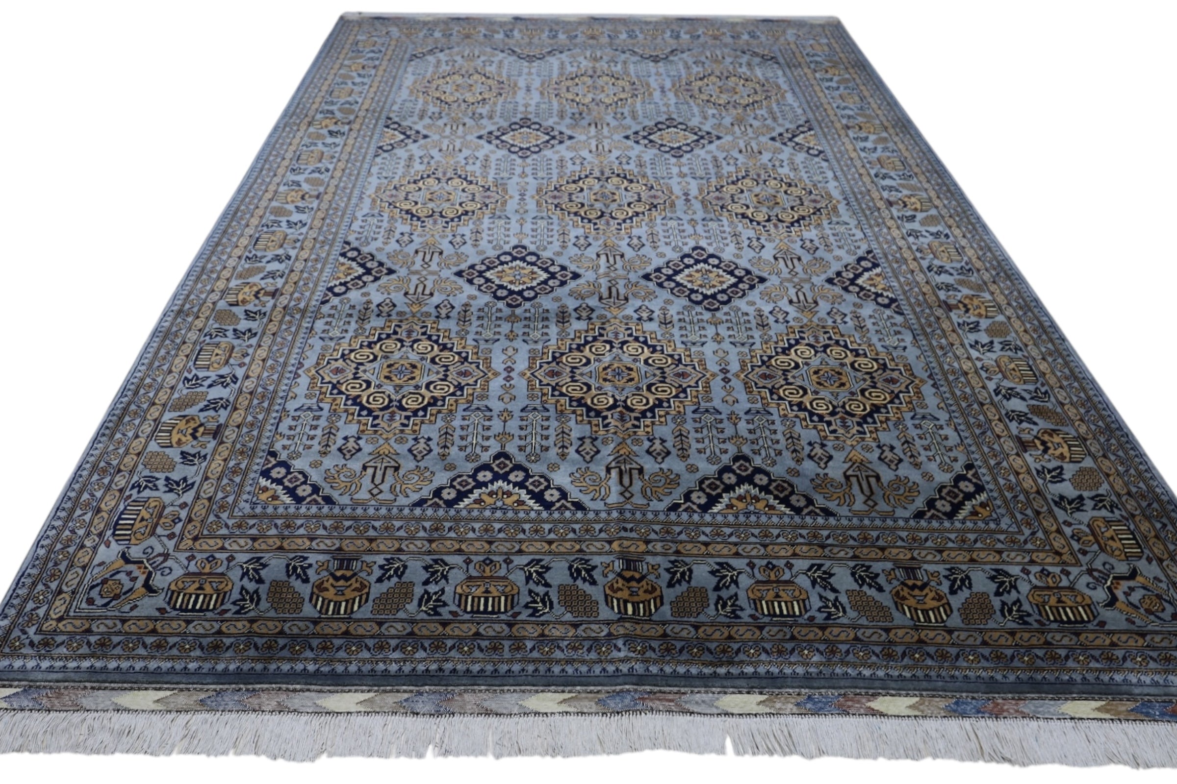 Hand-Knotted Zerkhaki Afghan Wool Area Rug – 6'11" x 10'3" by Rugistan - product image 3 for Resin Society