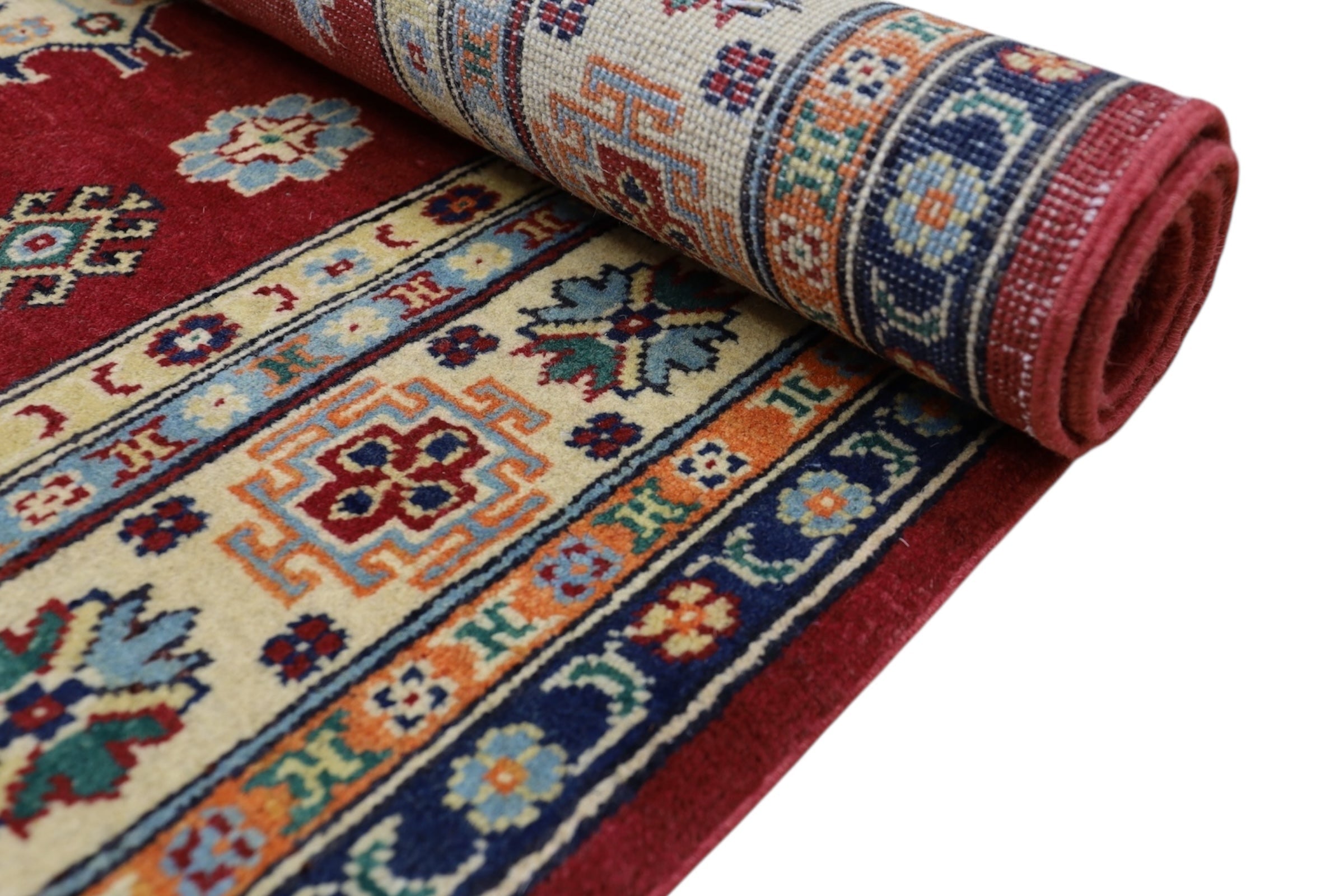 Hand-Knotted Afghani Kazak Wool Rug – 4’10″ x 6’6″ by Rugistan - product image 6 for Resin Society