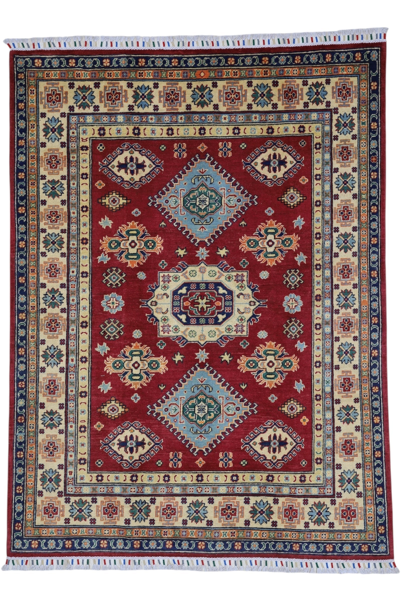 Hand-Knotted Afghani Kazak Wool Rug – 4’10″ x 6’6″ by Rugistan - main product image for Resin Society