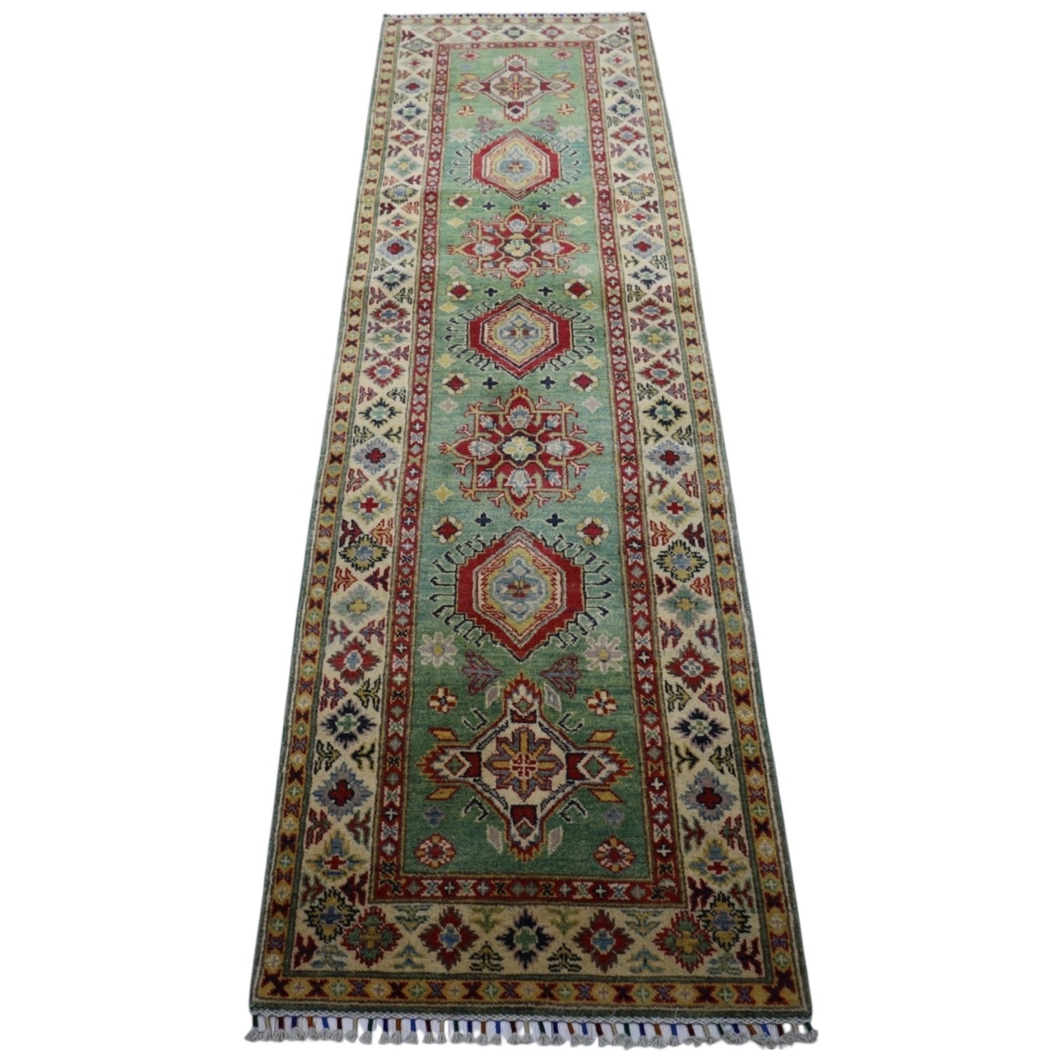 Hand-Knotted Afghani Kazak Wool Rug – 2’9″ x 9’2″