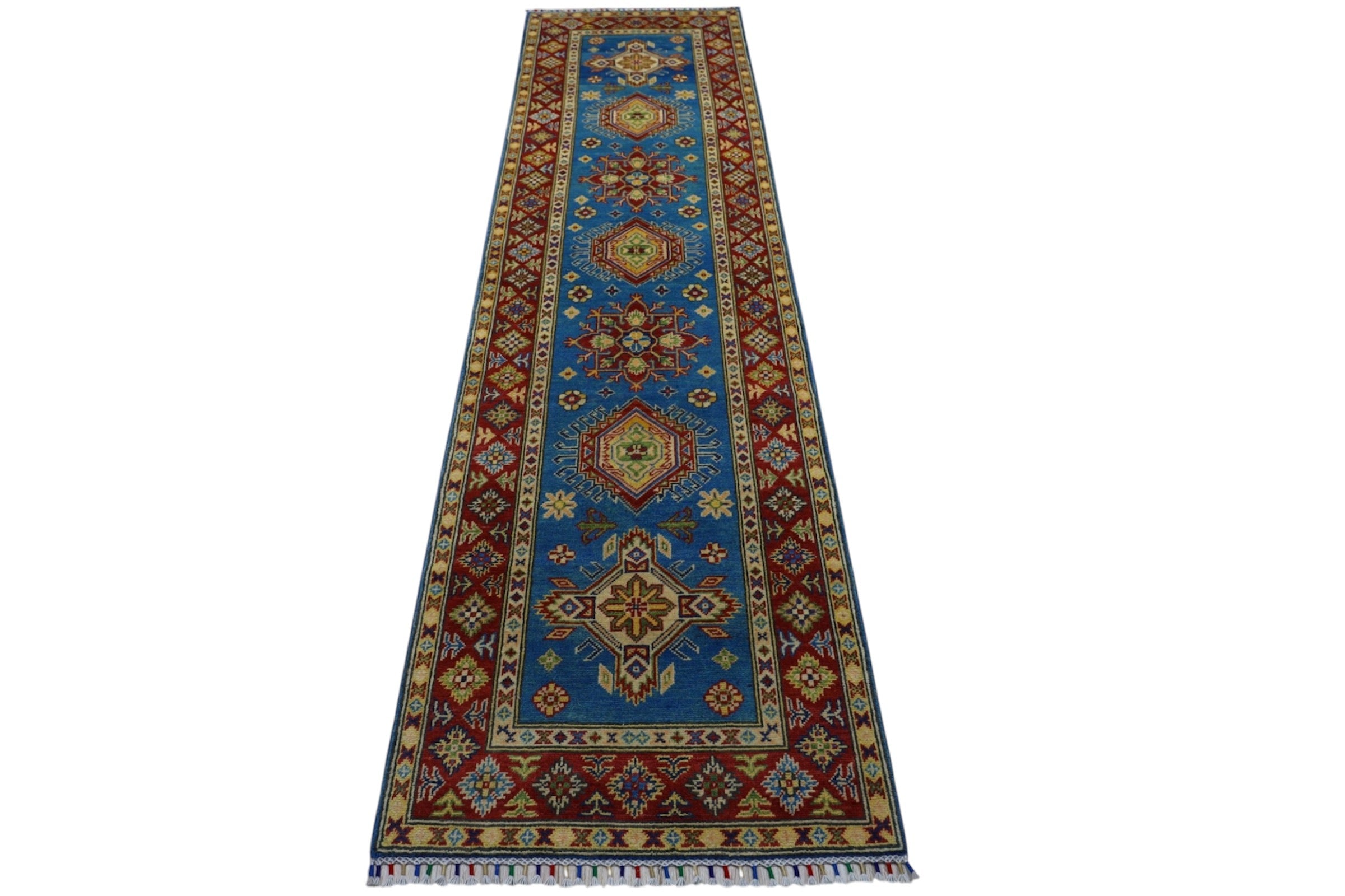 Hand-Knotted Afghani Kazak Wool Rug – 2’9″ x 9’9″