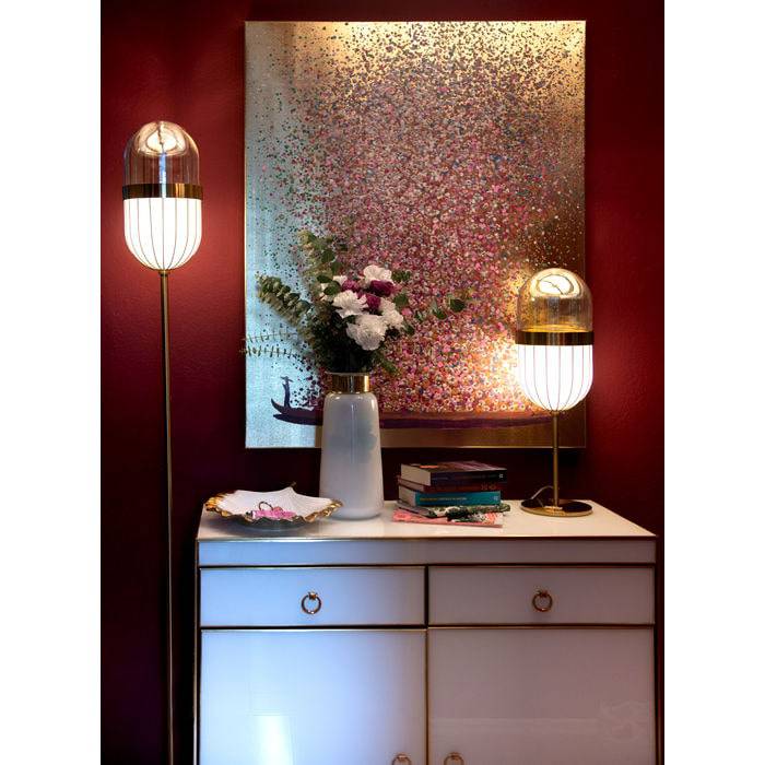 Canvas Picture Flower Boat Gold Pink 80x100cm