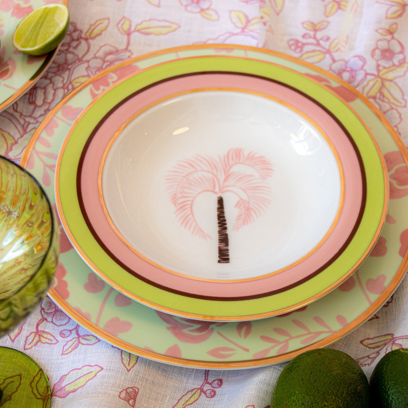 Pistachio & Lychee Palm Soup Bowl - Set of 4 (+1 Bonus Bowl) by Ro'Table - product image 3 for Resin Society