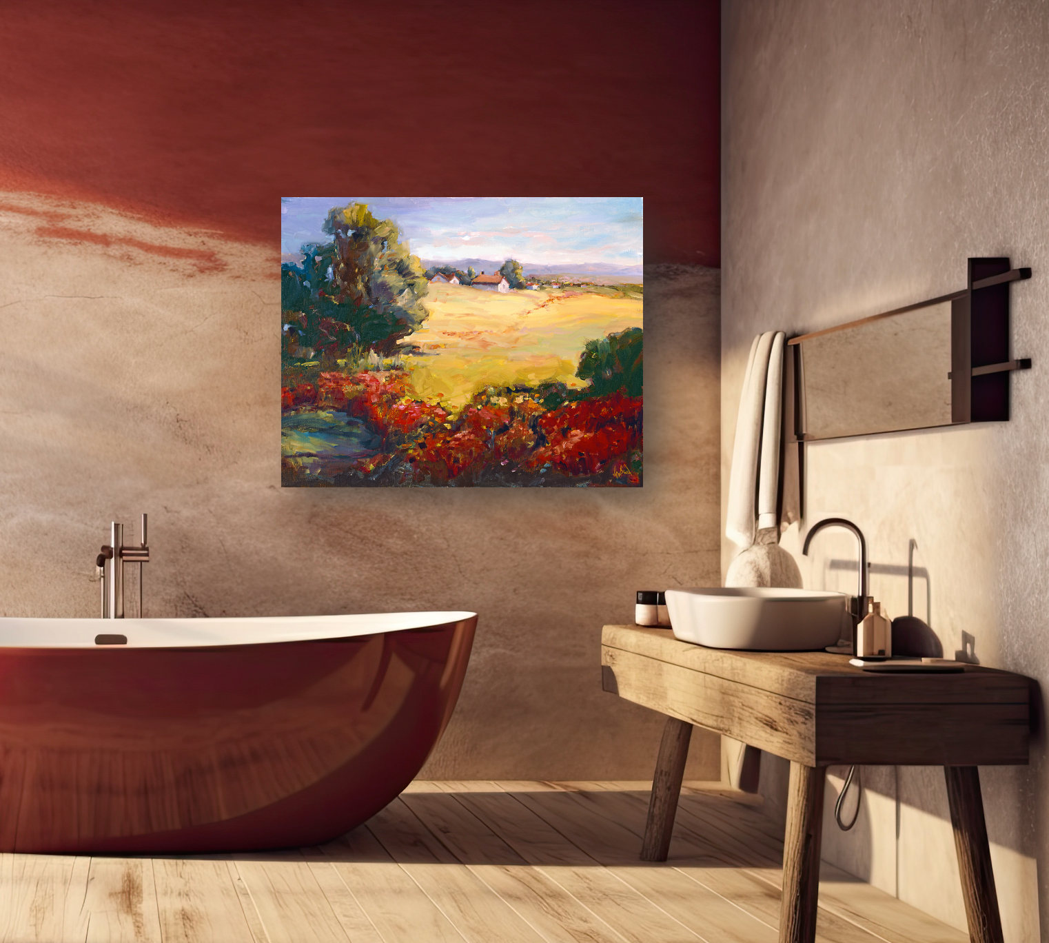 Poppy Fields Artist Enhanced Canvas Print by John Beard Collection - product image 2 for Resin Society