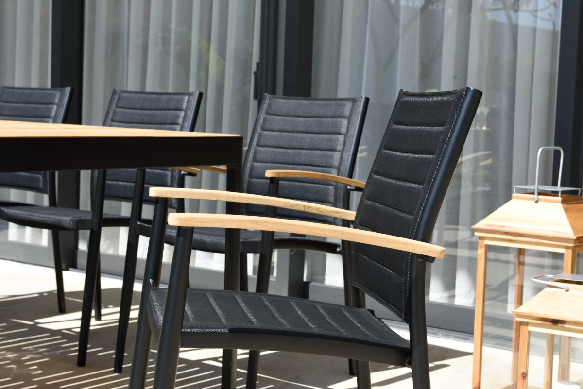 Portals Dark Lite FSC Teak Wood and Aluminum Rectangular Dining Set by LifestyleGarden US - product image 13 for Resin Society