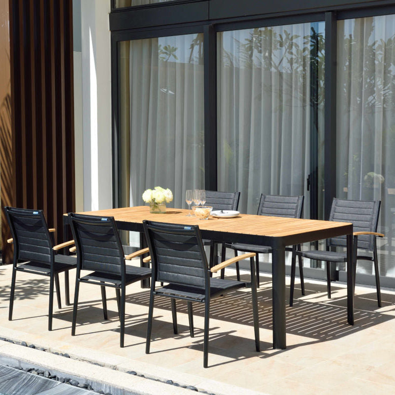 Portals Dark Lite FSC Teak Wood and Aluminum Rectangular Dining Set by LifestyleGarden US - product image 16 for Resin Society