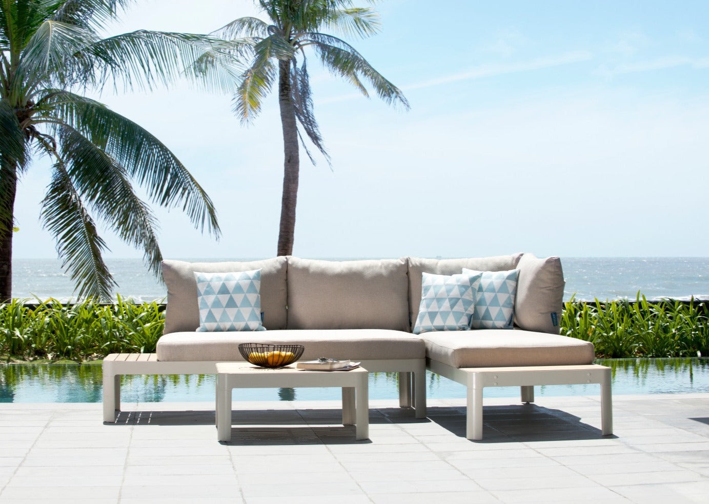 Portals Teak and Aluminum Modular Sofa 3pc Set by LifestyleGarden US - main product image for Resin Society